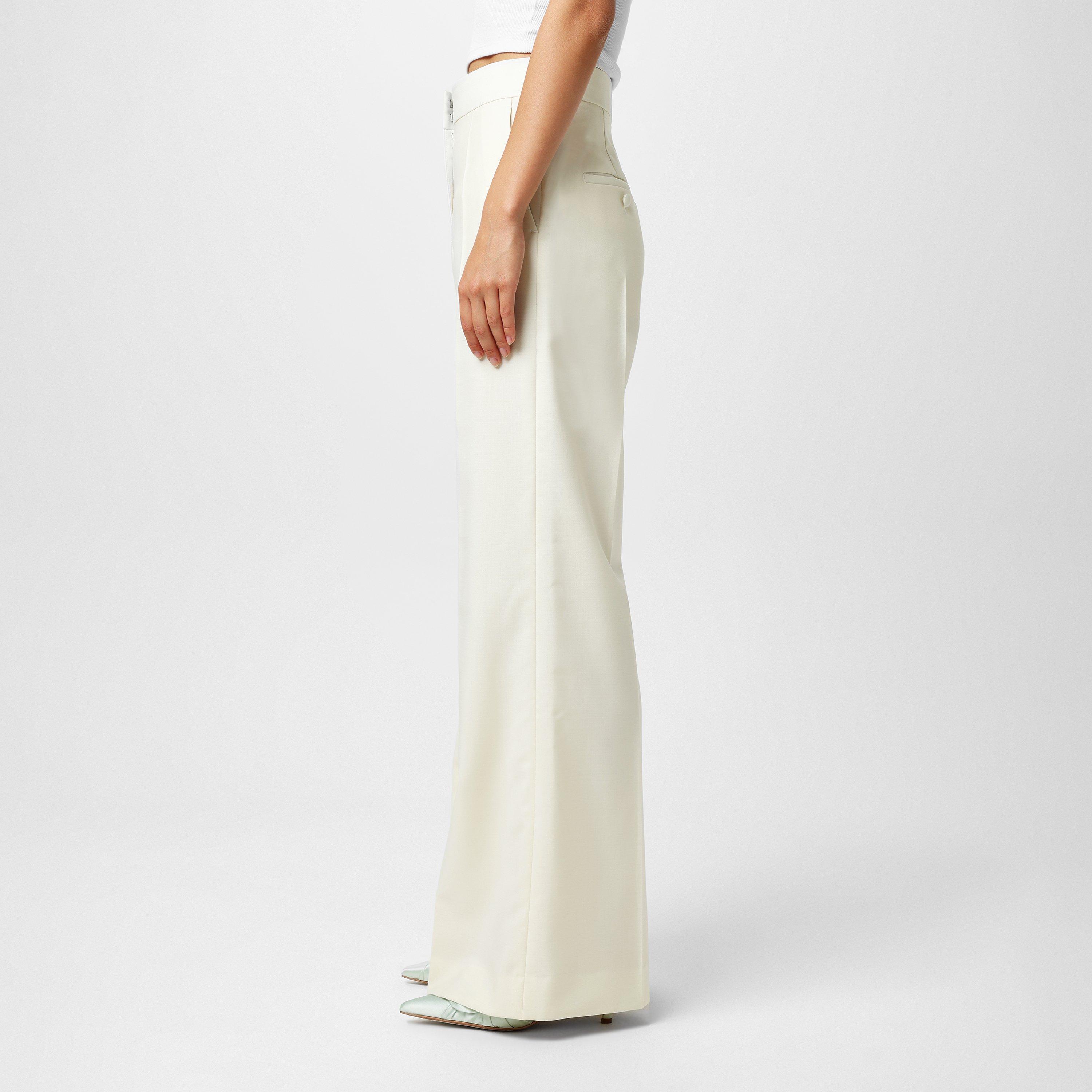 Ecru - GIVENCHY - Women's Mohair Straight Leg Trouser - 2