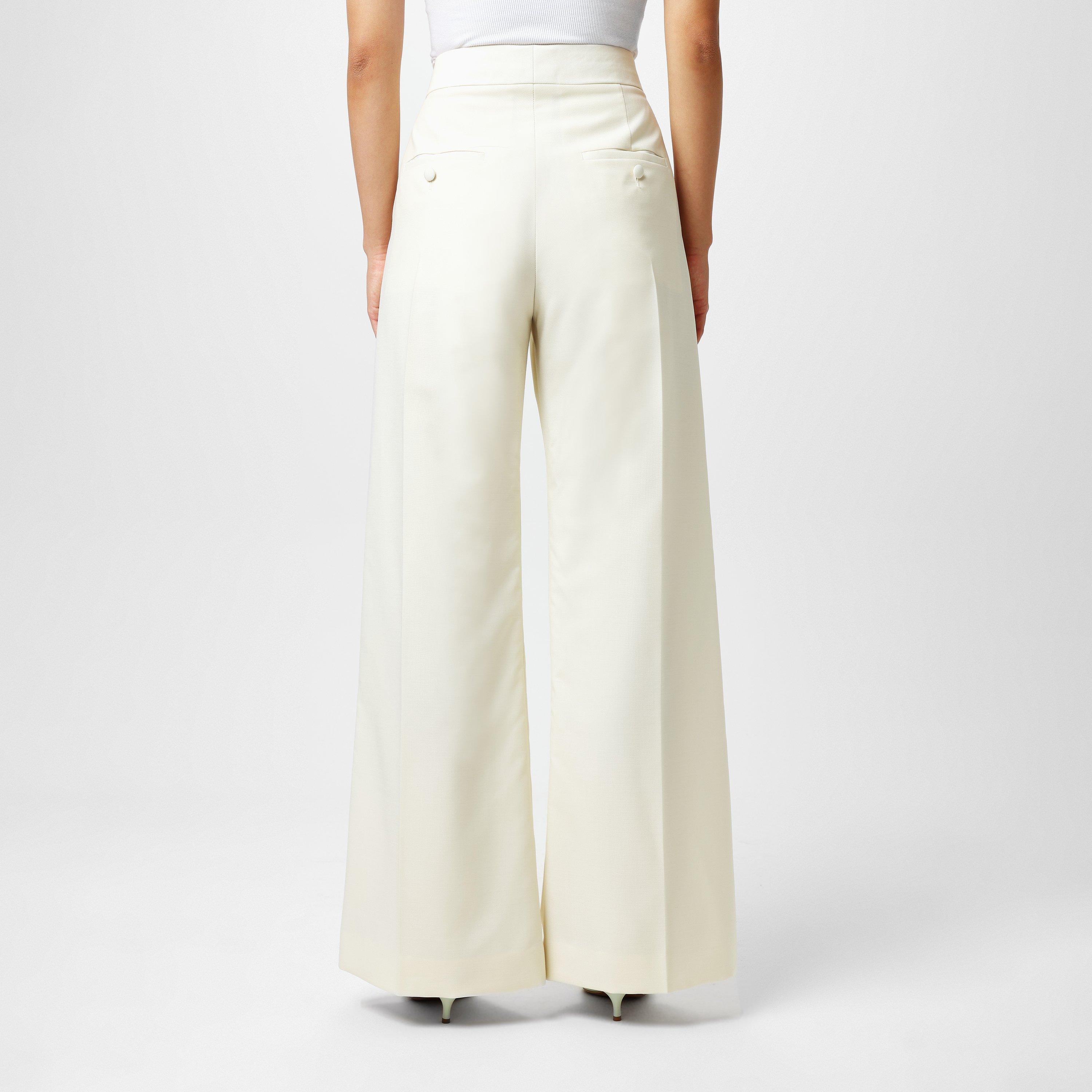 Ecru - GIVENCHY - Women's Mohair Straight Leg Trouser - 3