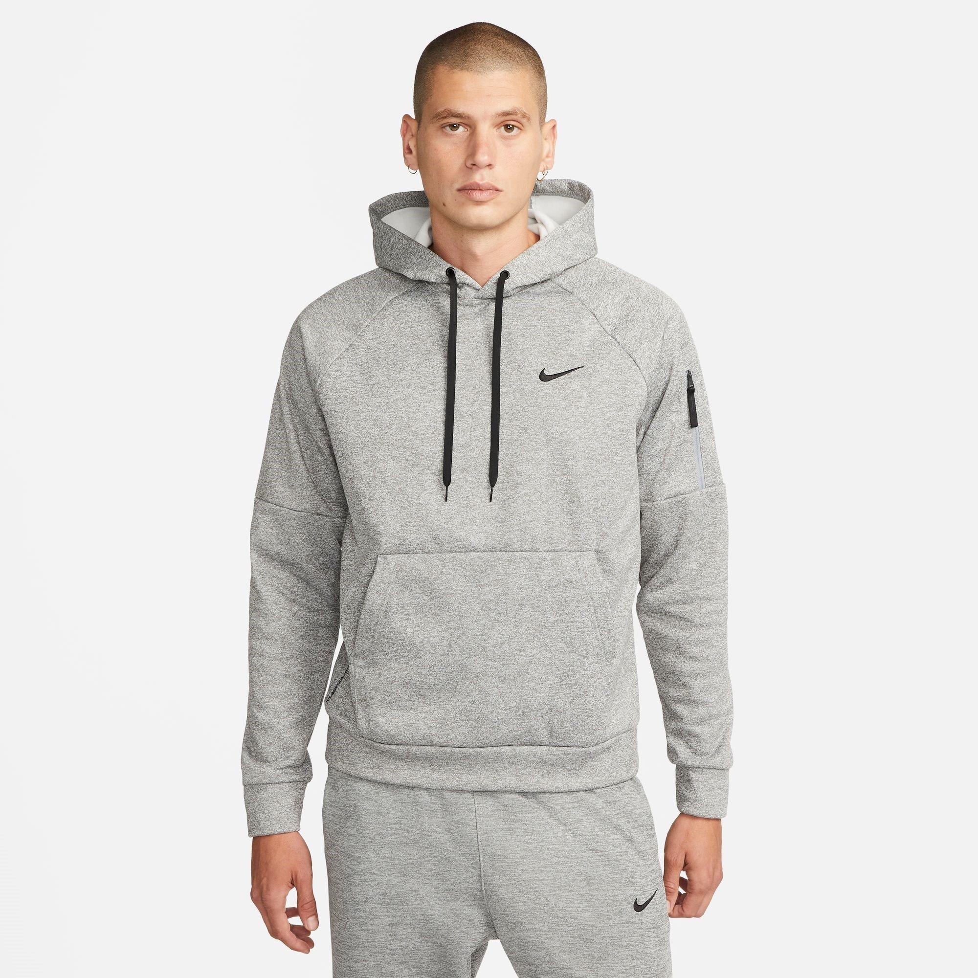 DK GREY HEATHER - Nike - Therma Men's Therma-FIT Hooded Fitness Pullover - 1