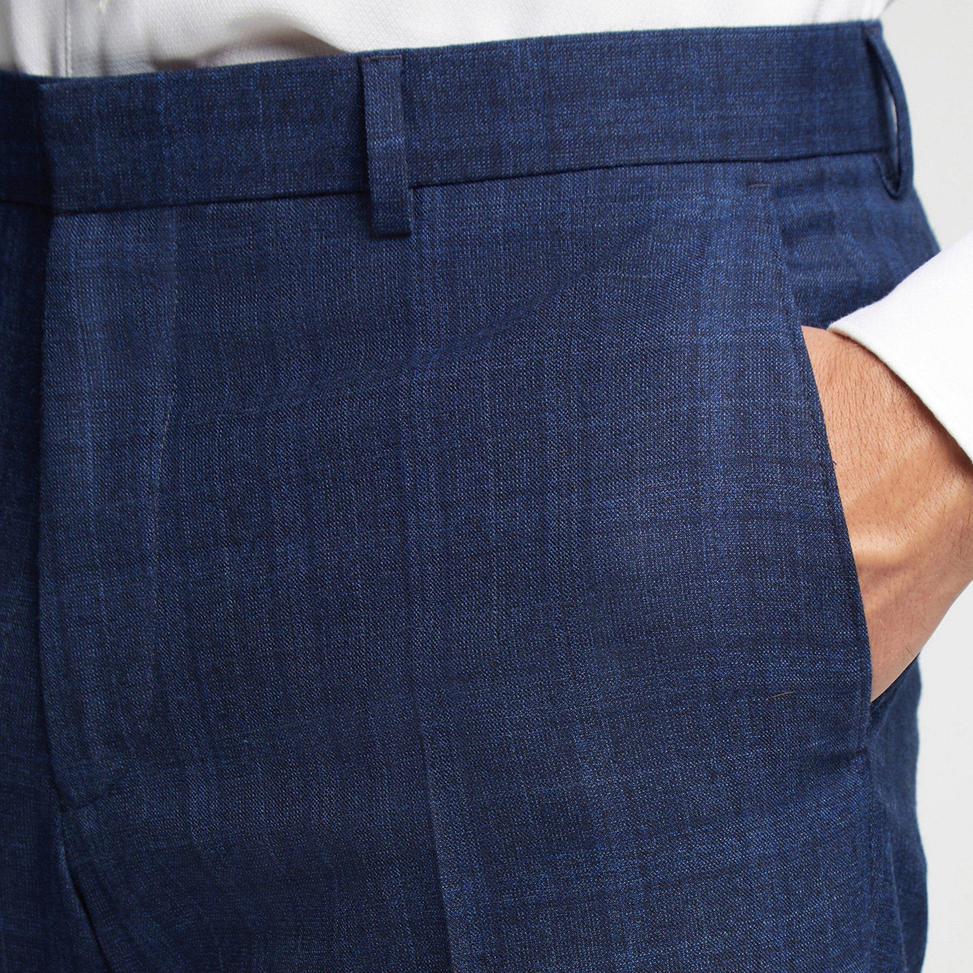 Azul Marinho - Ted Baker - Men's Hoyle Slim Fit Check Suit Trousers - 4