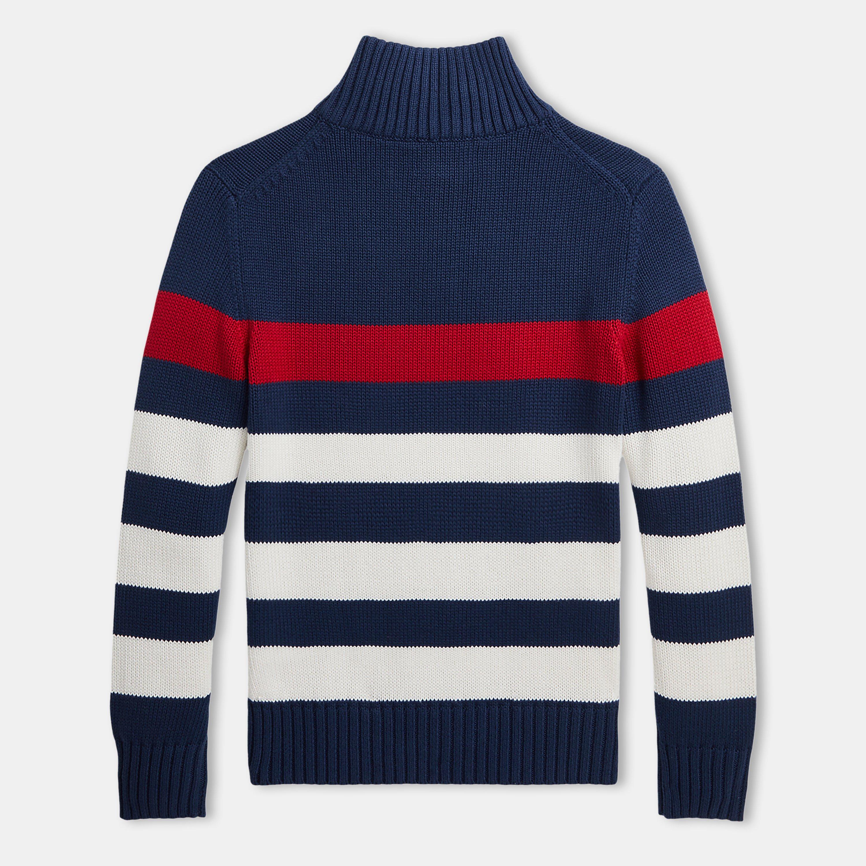 Multi Stripe - Polo Ralph Lauren - Striped Quarter-Zip Sweater Juniors - 2