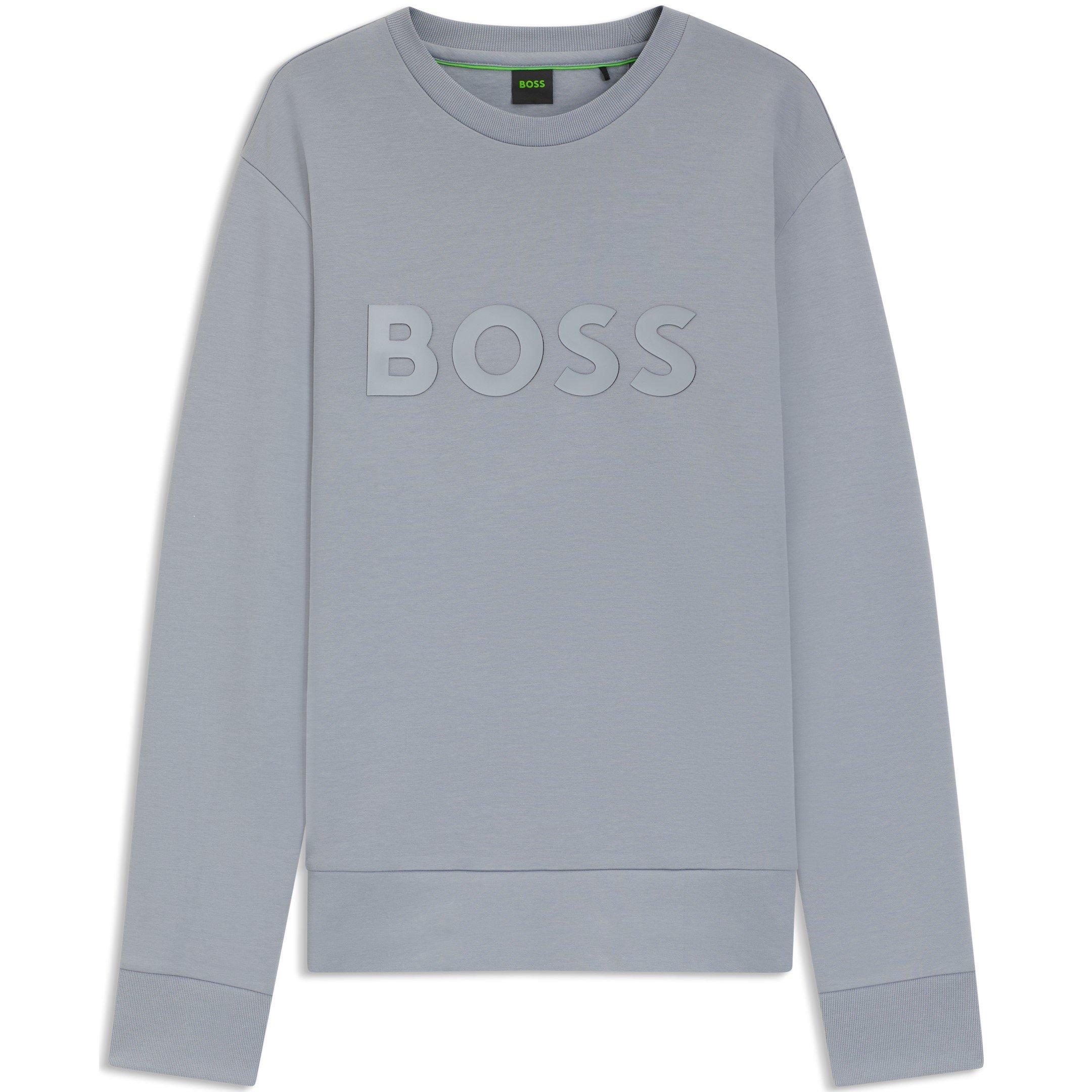 Boss Men's Salbo Stretch Cotton Logo Sweatshirt, Signature Branding - Dark Grey 026 - XL