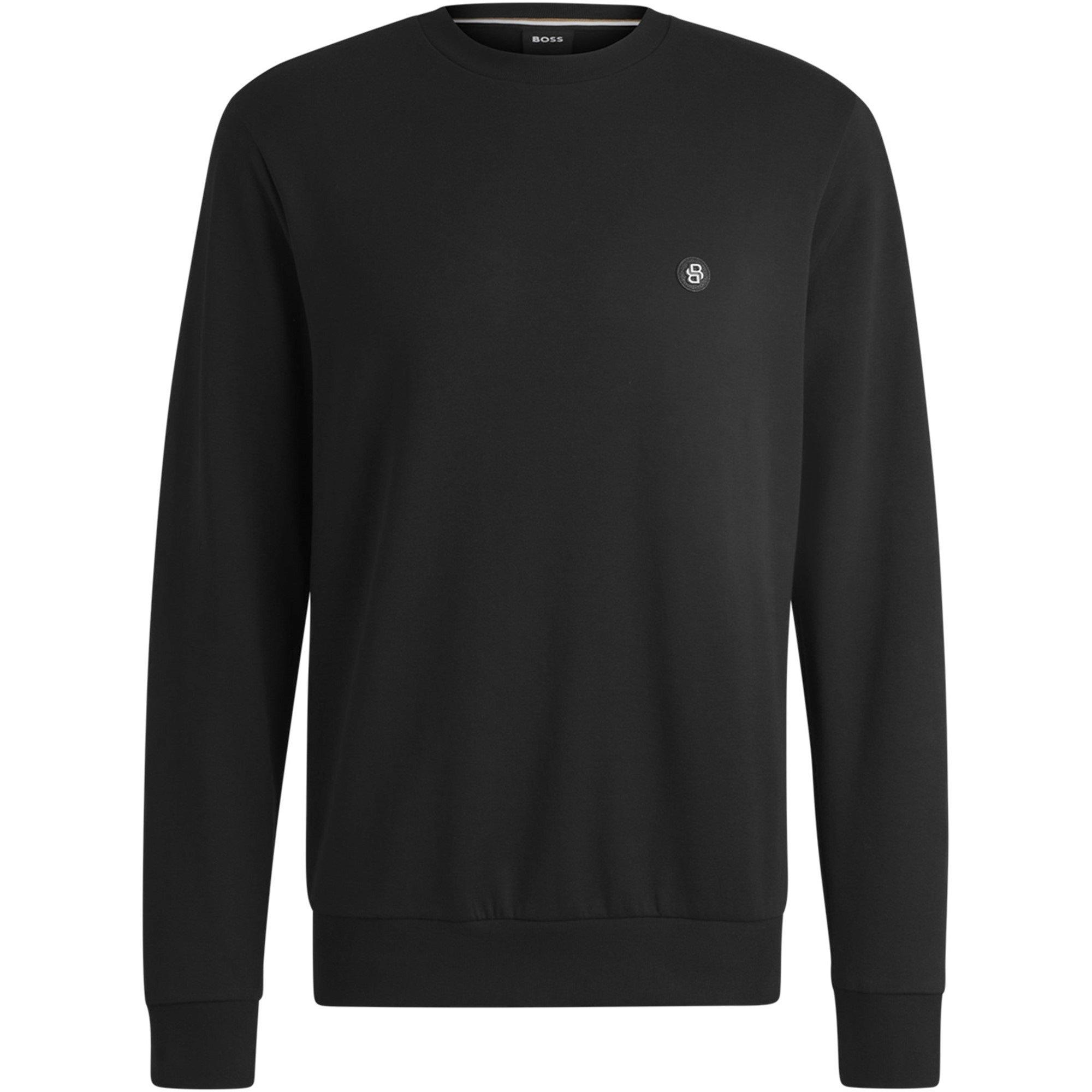 Black 001 - Boss - Men's Logo Patch Cotton Long Sleeve Crew Sweatshirt - 1