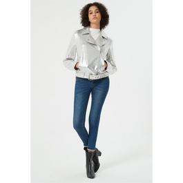 Be You B Metallic Biker Jacket