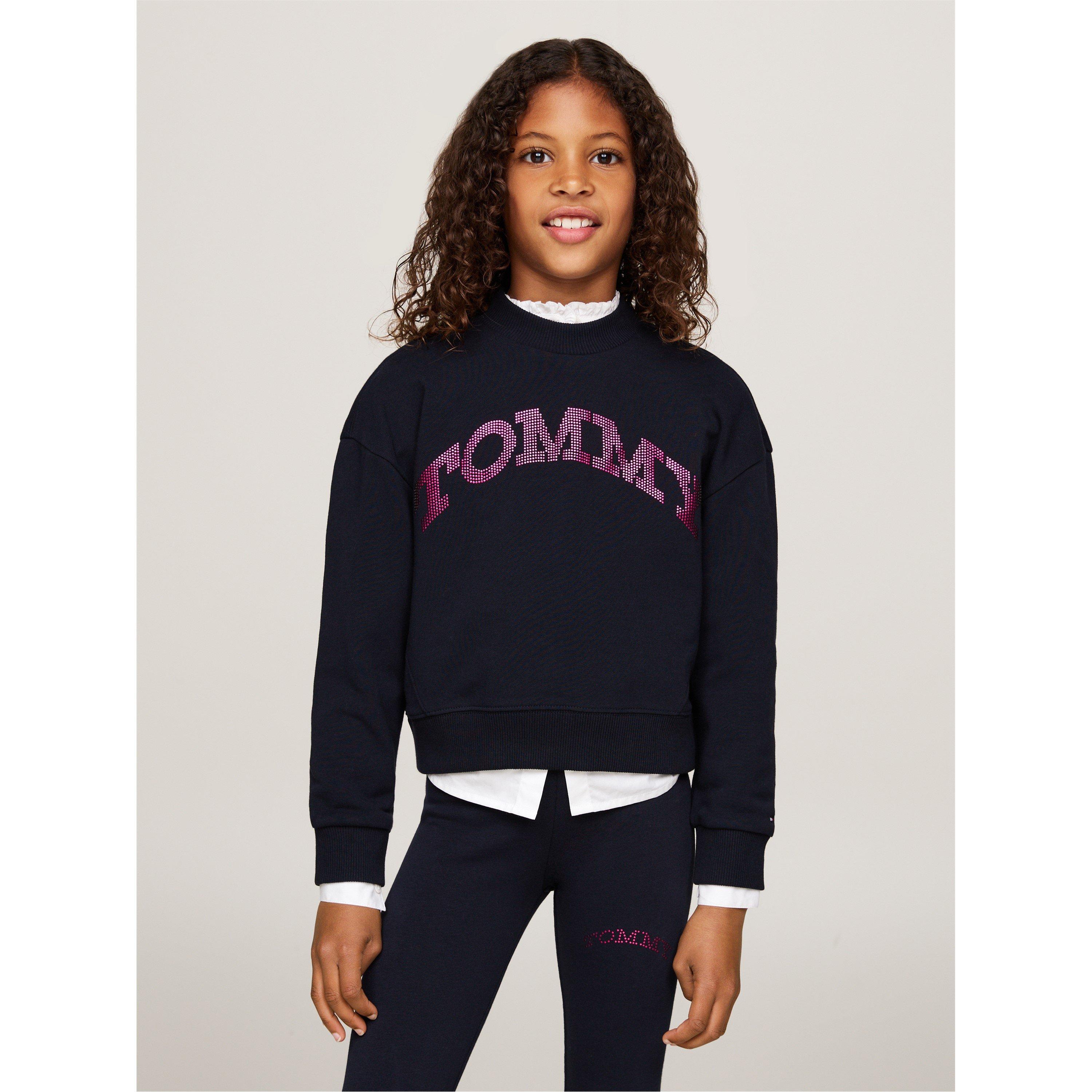 Tommy Hilfiger Girls Dot Foil Crew Neck Sweatshirt Juniors - Desert Sky Dw5 - 14Y