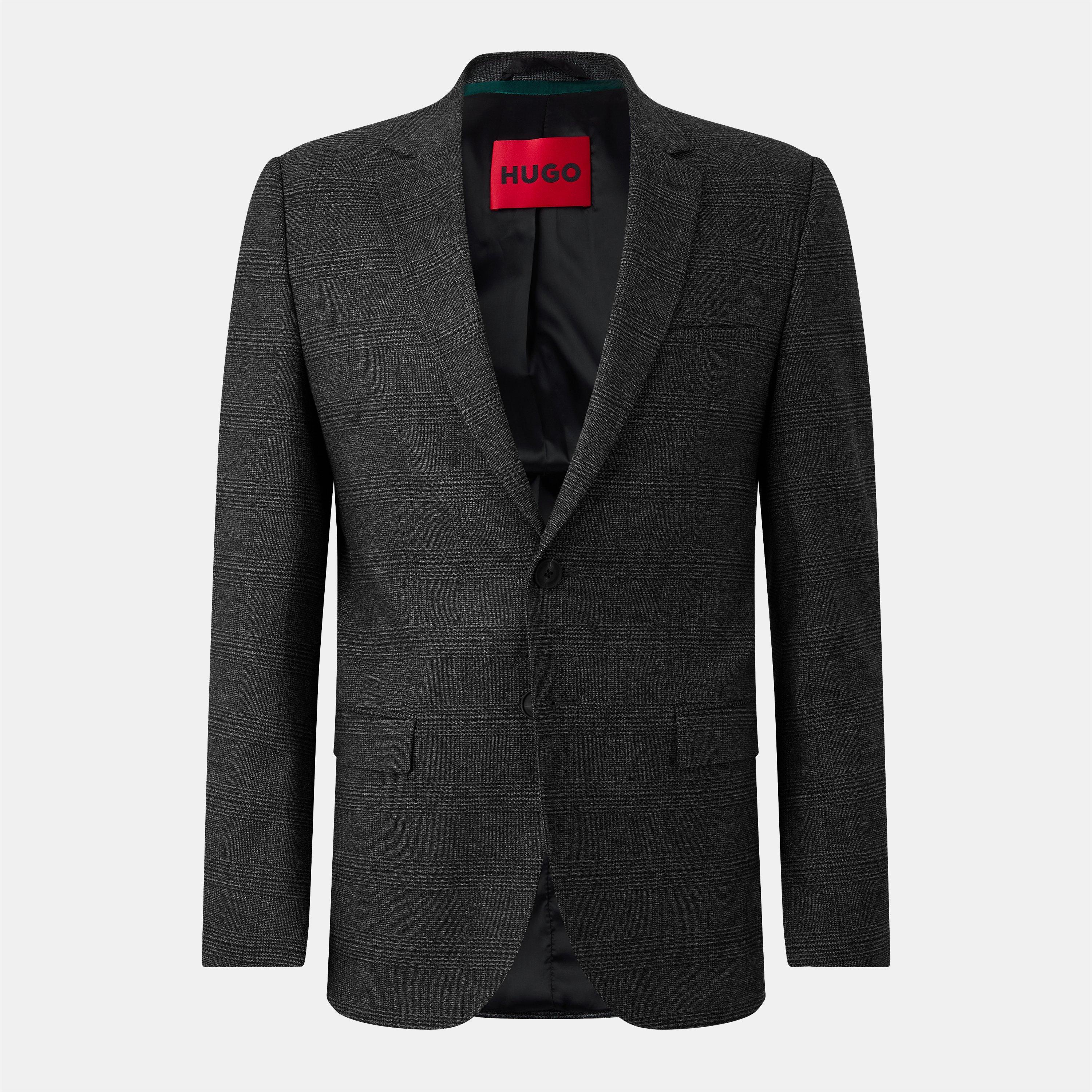 Medium Grey 034 - Hugo - Men's Tailored Fit Two Button Notched Lapel Suit Jacket - 1