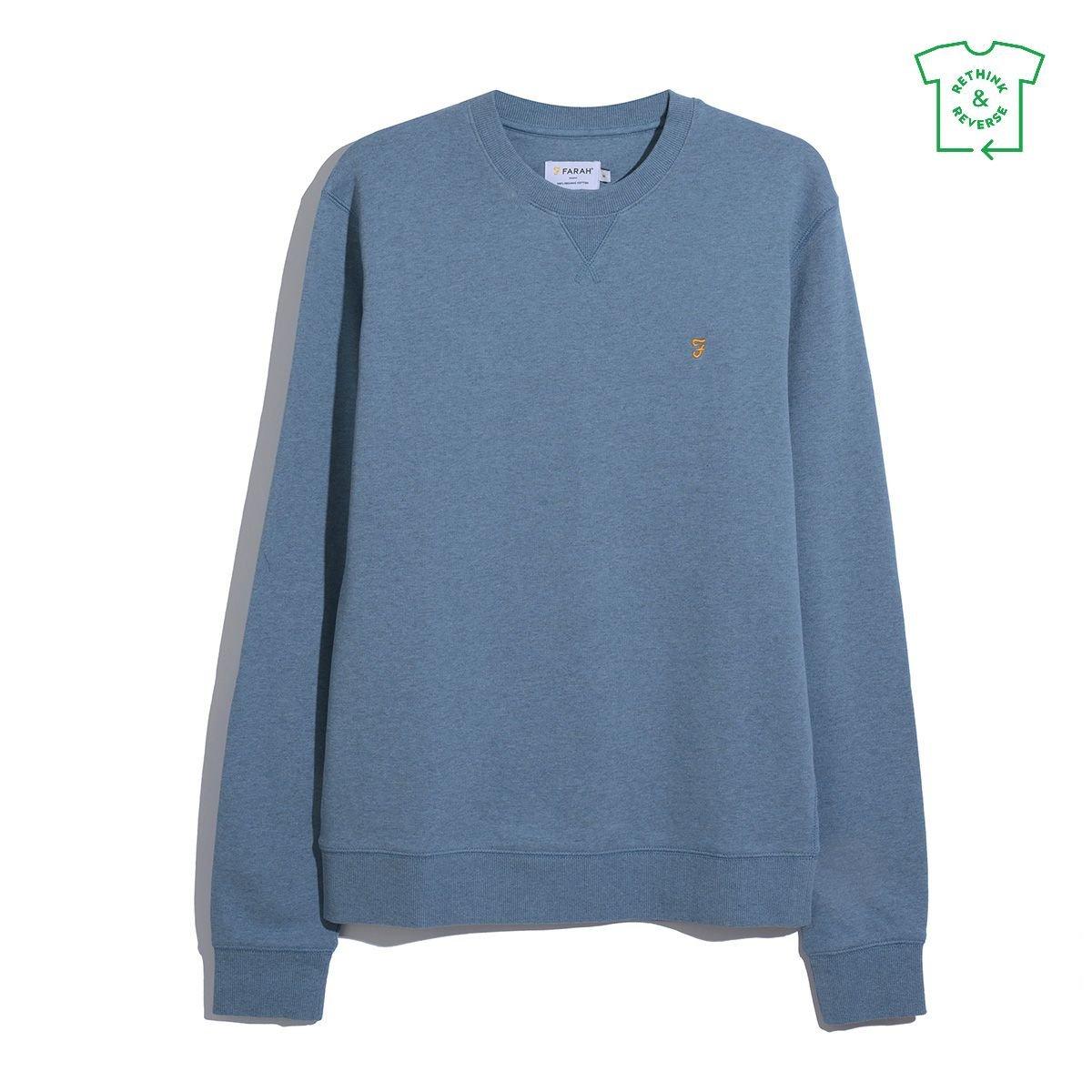 Farah Men's Tim Crew Sweatshirt - Blue Tide 401 - Medium