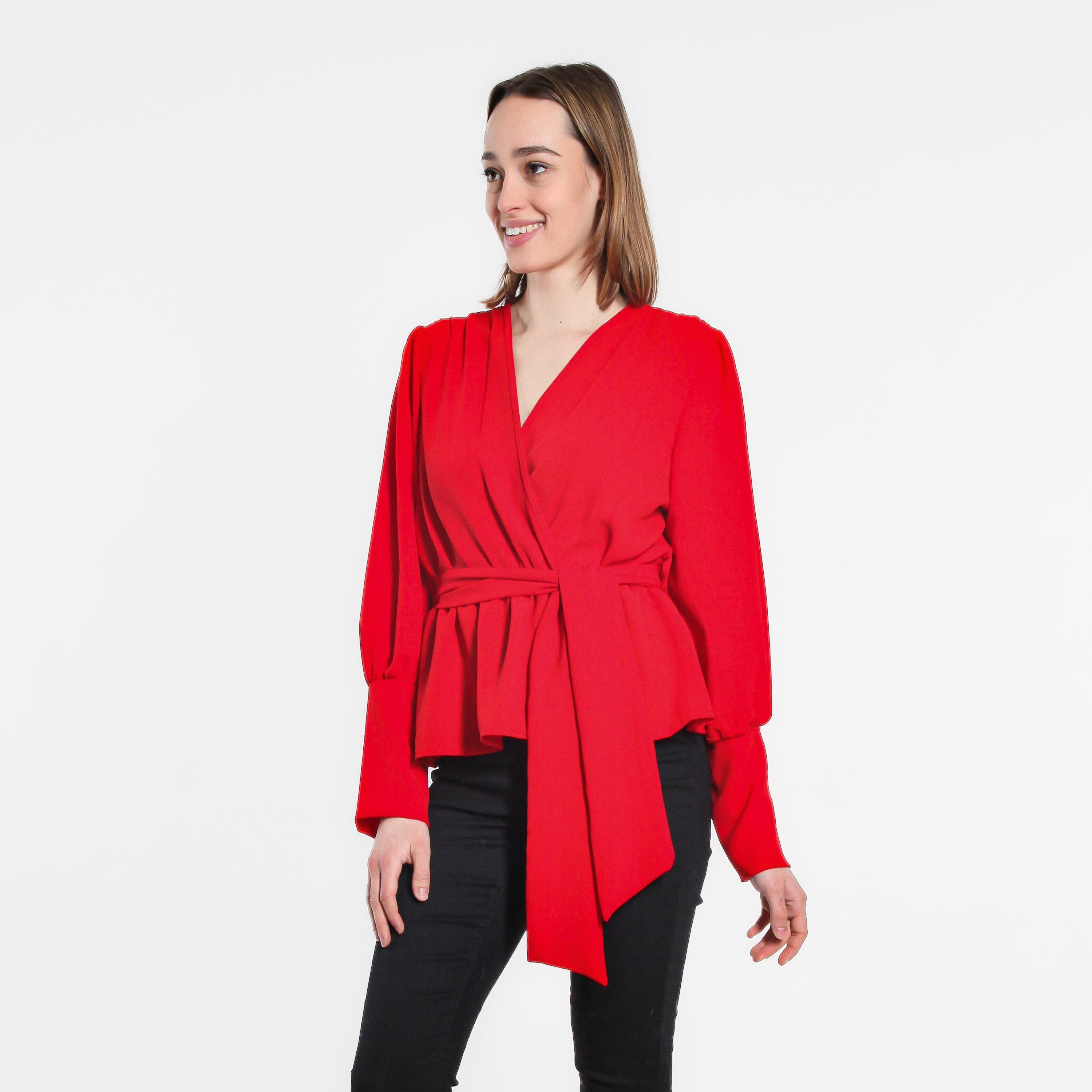Red - Be You - Peplum Wrap Top Womens - 2