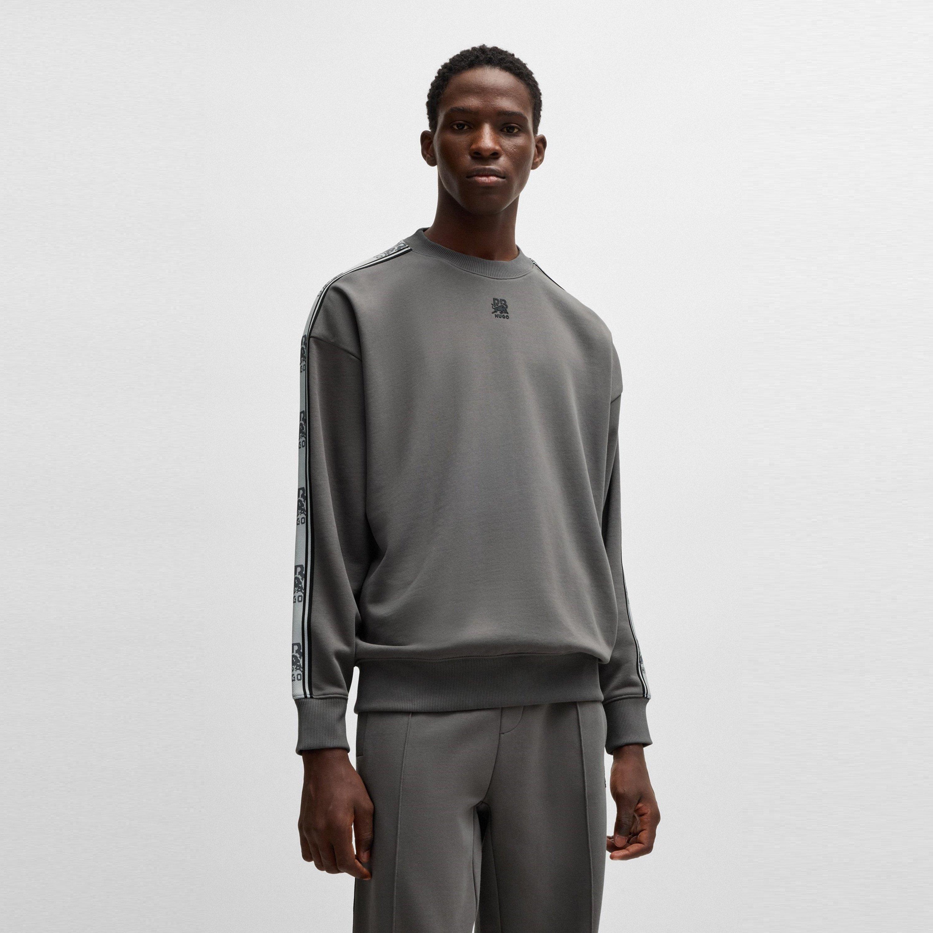 Grey 069 - Hugo - Logo Tape Cotton Sweatshirt - 2
