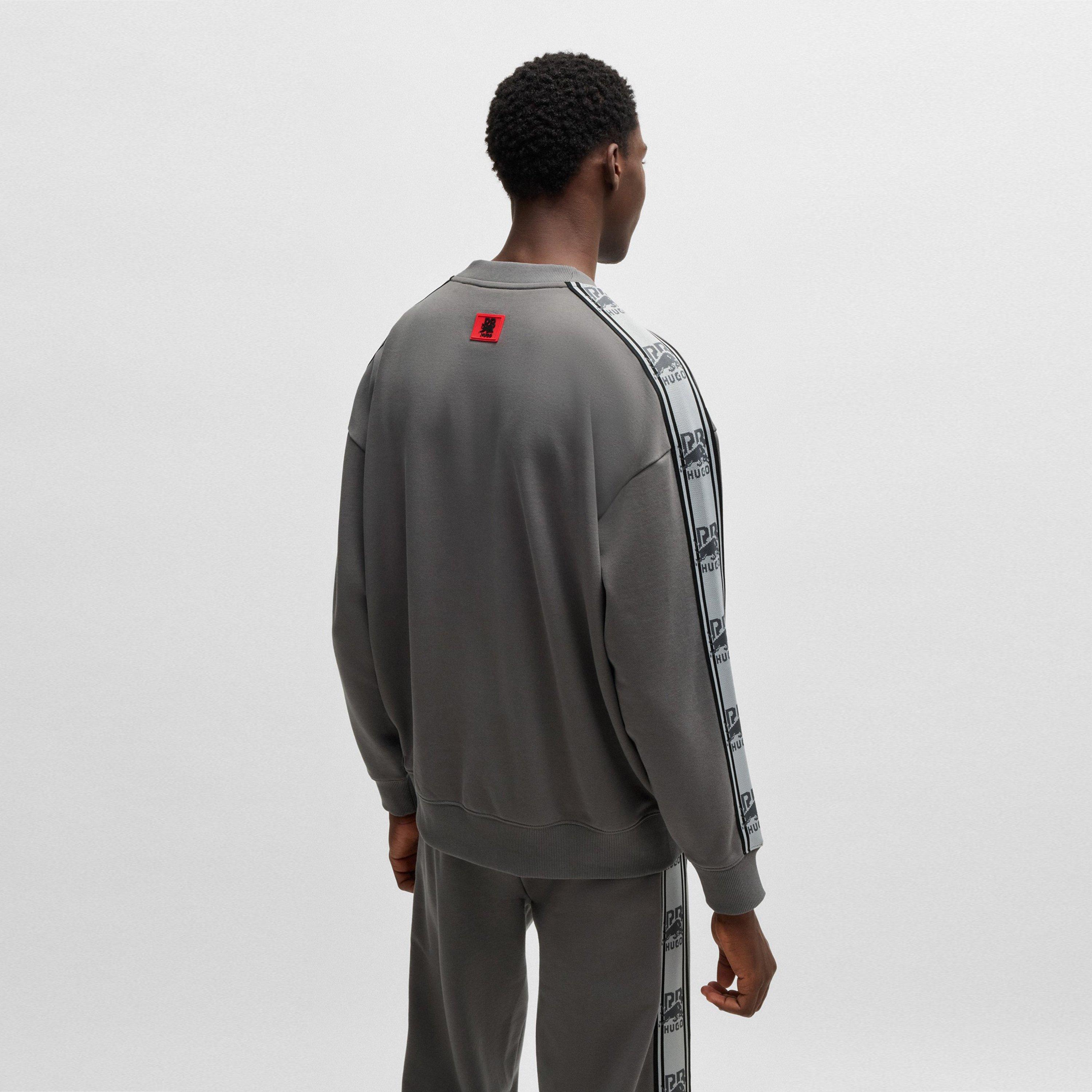 Grey 069 - Hugo - Logo Tape Cotton Sweatshirt - 3