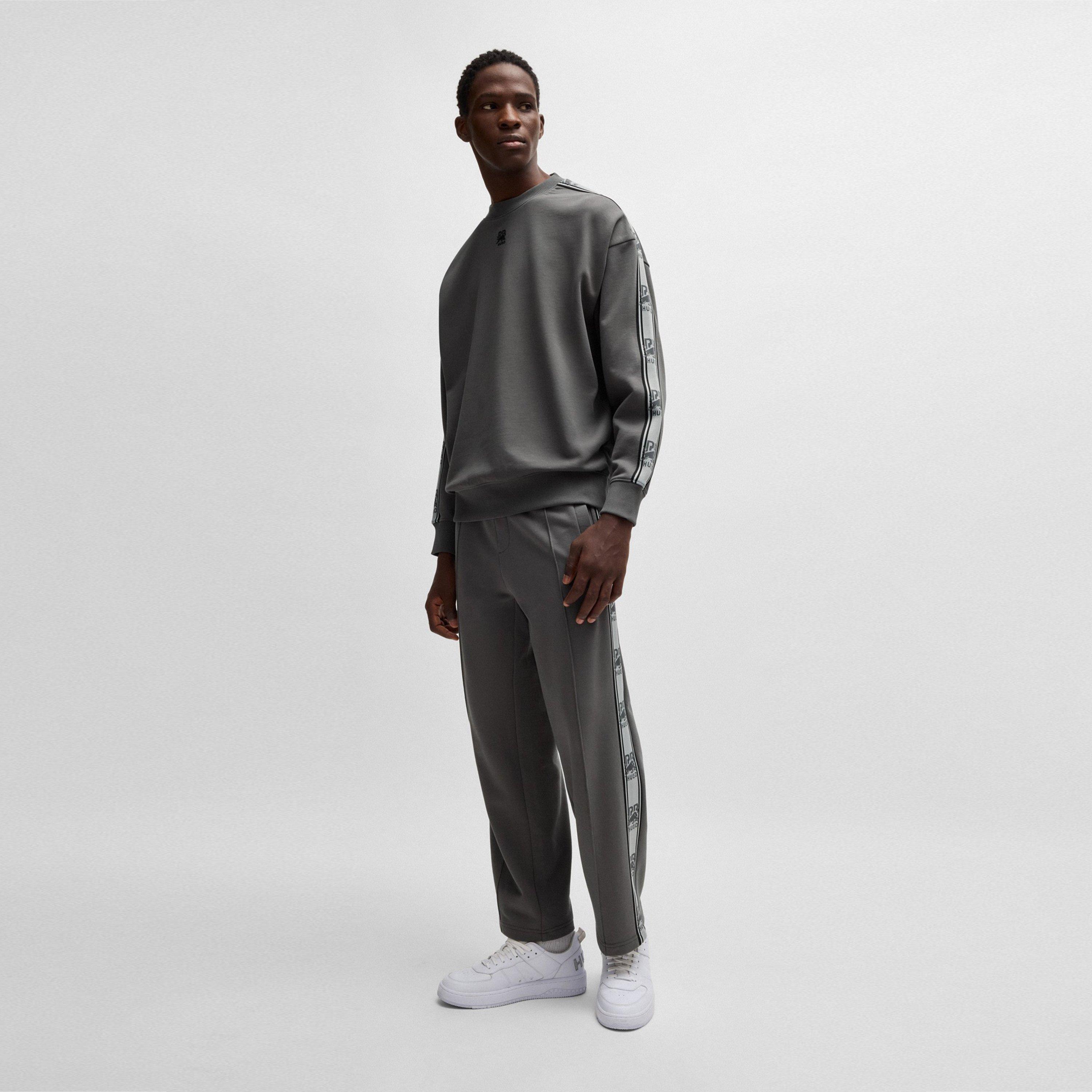 Grey 069 - Hugo - Logo Tape Cotton Sweatshirt - 5