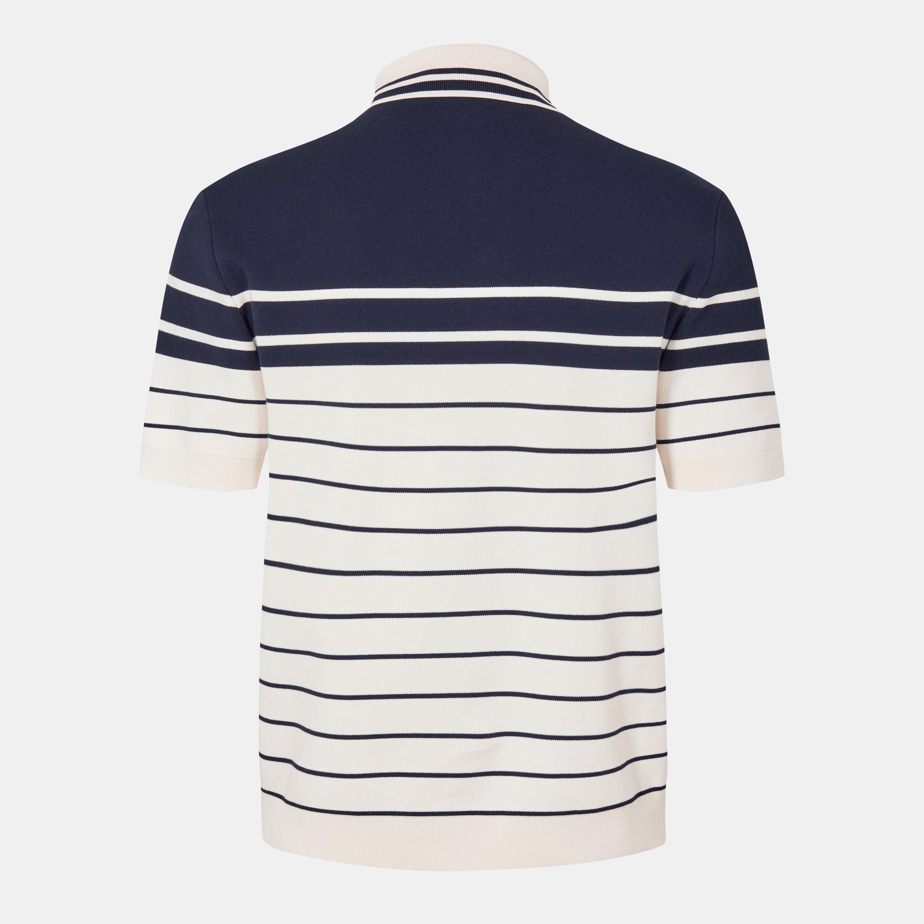 White/Navy/Mc - Gucci - Cotton Polo Shirt With Embroidery - 2