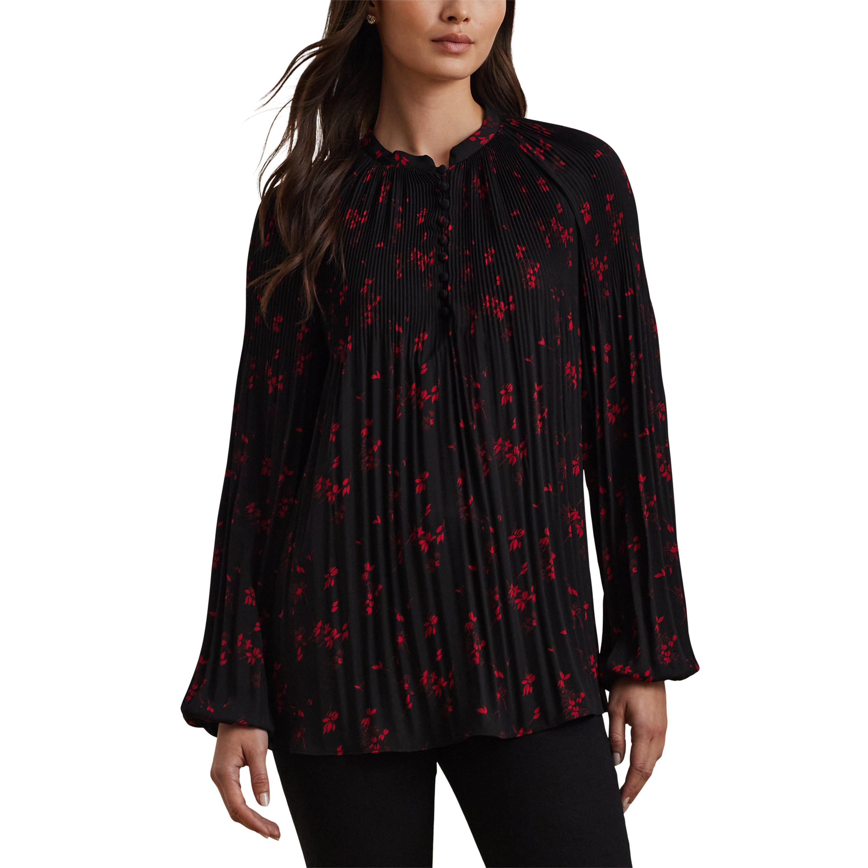 Lauren by Ralph Lauren Floral Pleated Georgette Blouse