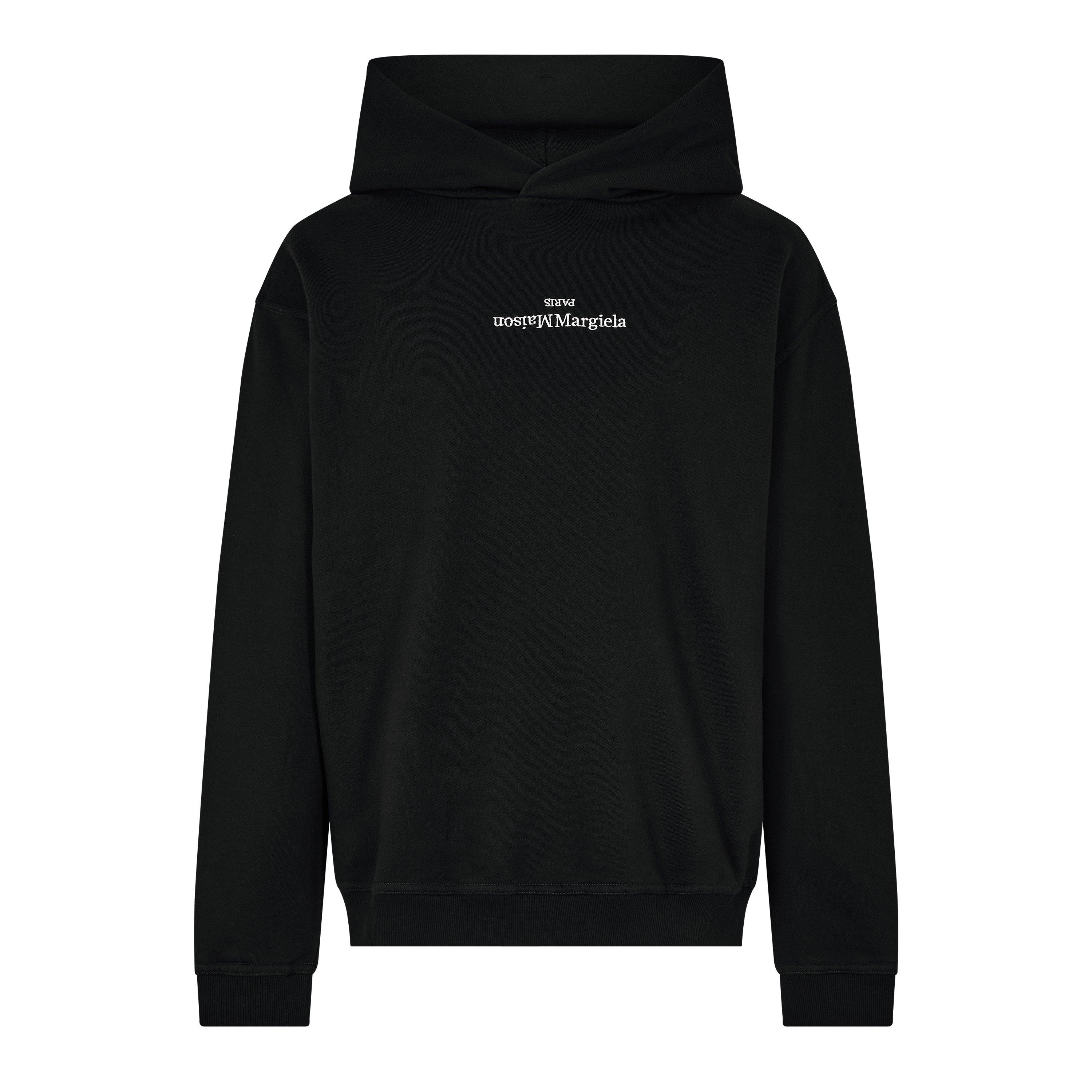 Blk/White - Maison Margiela - Distorted Logo Hooded Sweatshirt - 1