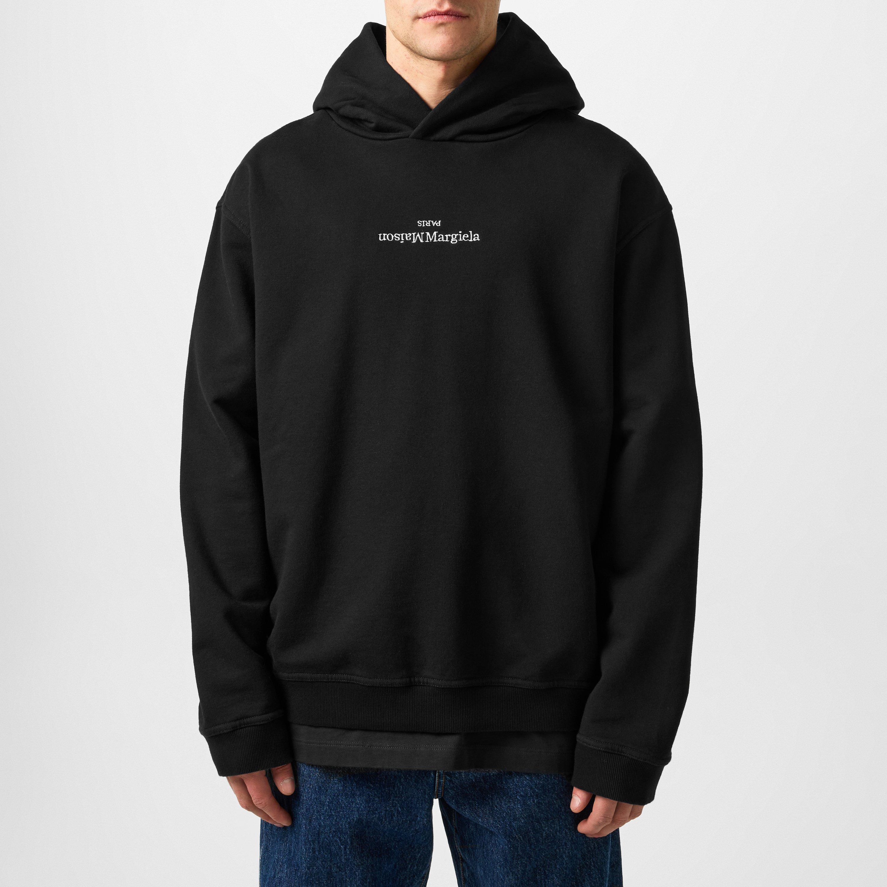Blk/White - Maison Margiela - Distorted Logo Hooded Sweatshirt - 3