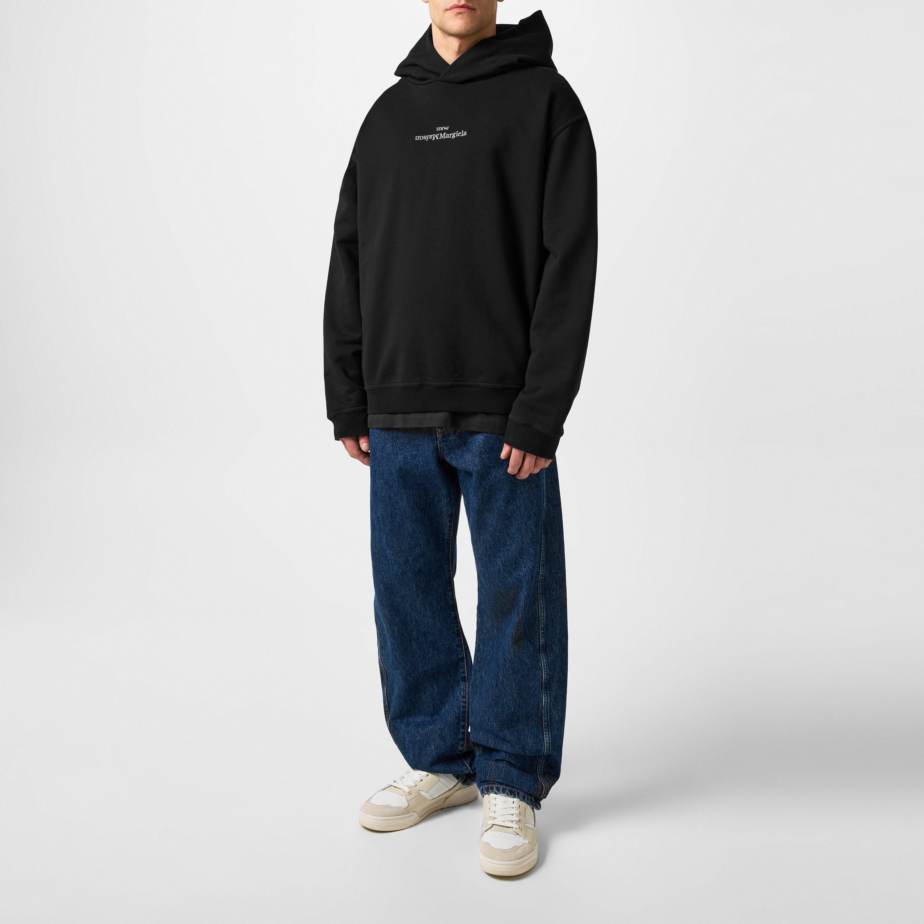 Blk/White - Maison Margiela - Distorted Logo Hooded Sweatshirt - 6