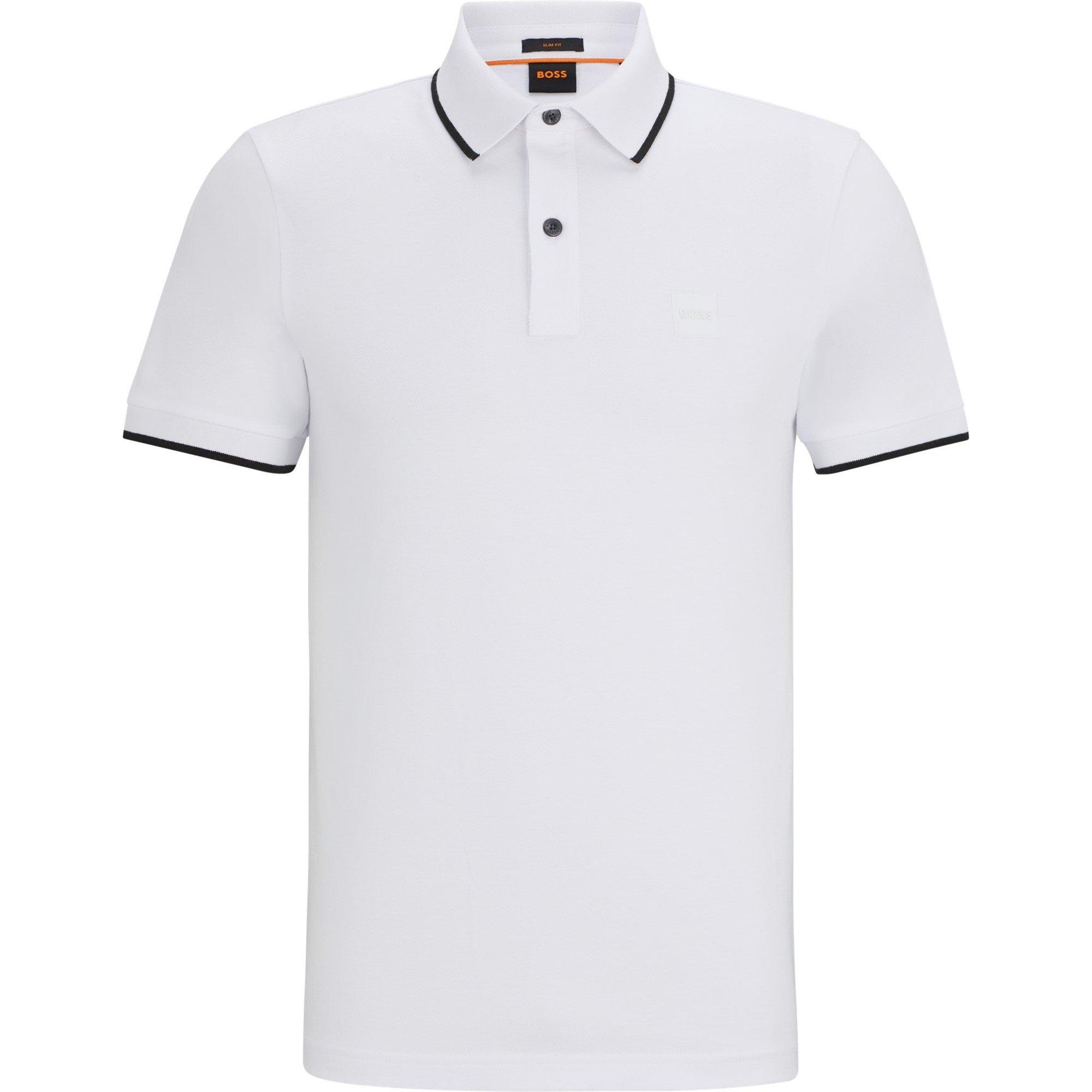 White 100 - Boss - Men's Pique Logo Polo Shirt - 7