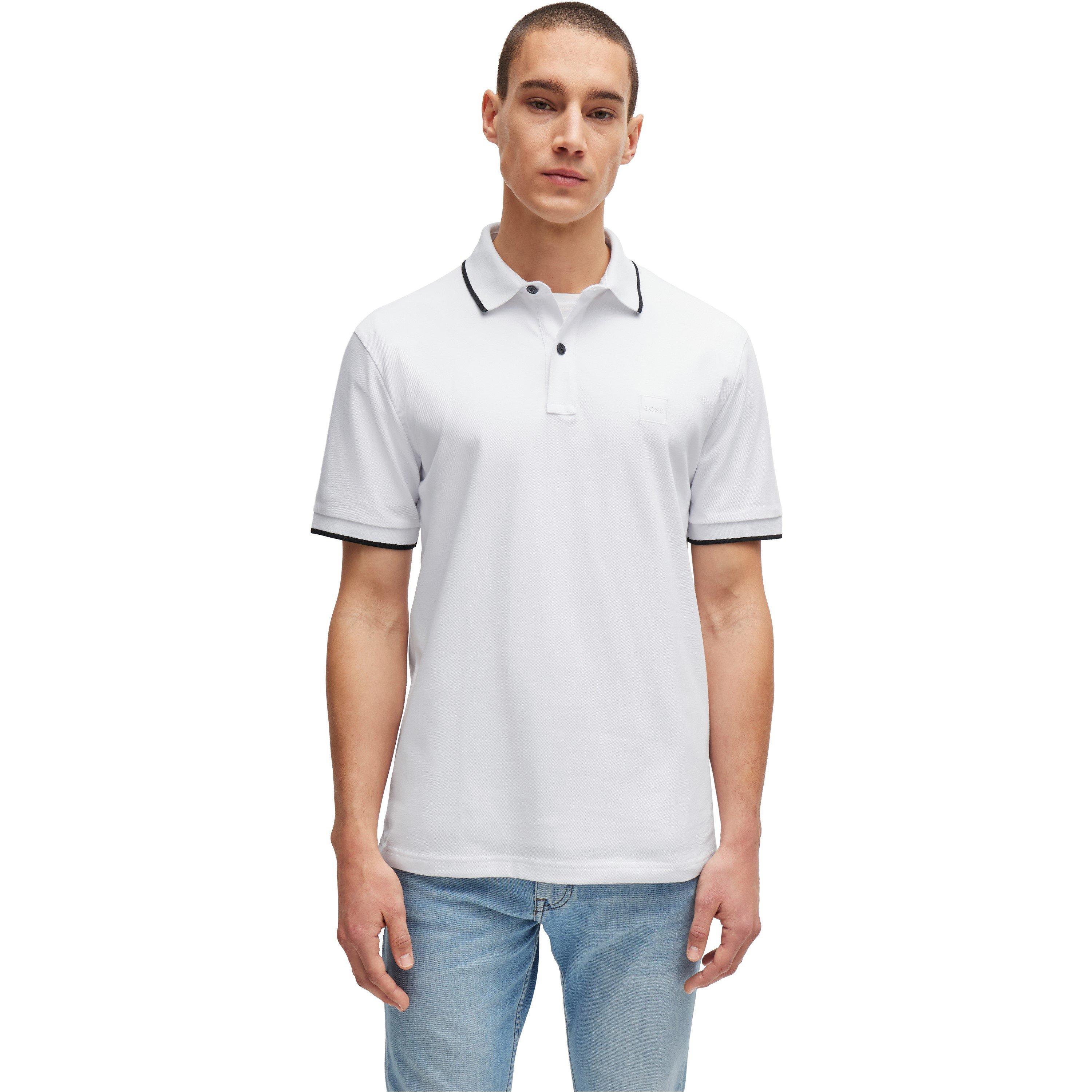 White 100 - Boss - Men's Pique Logo Polo Shirt - 3