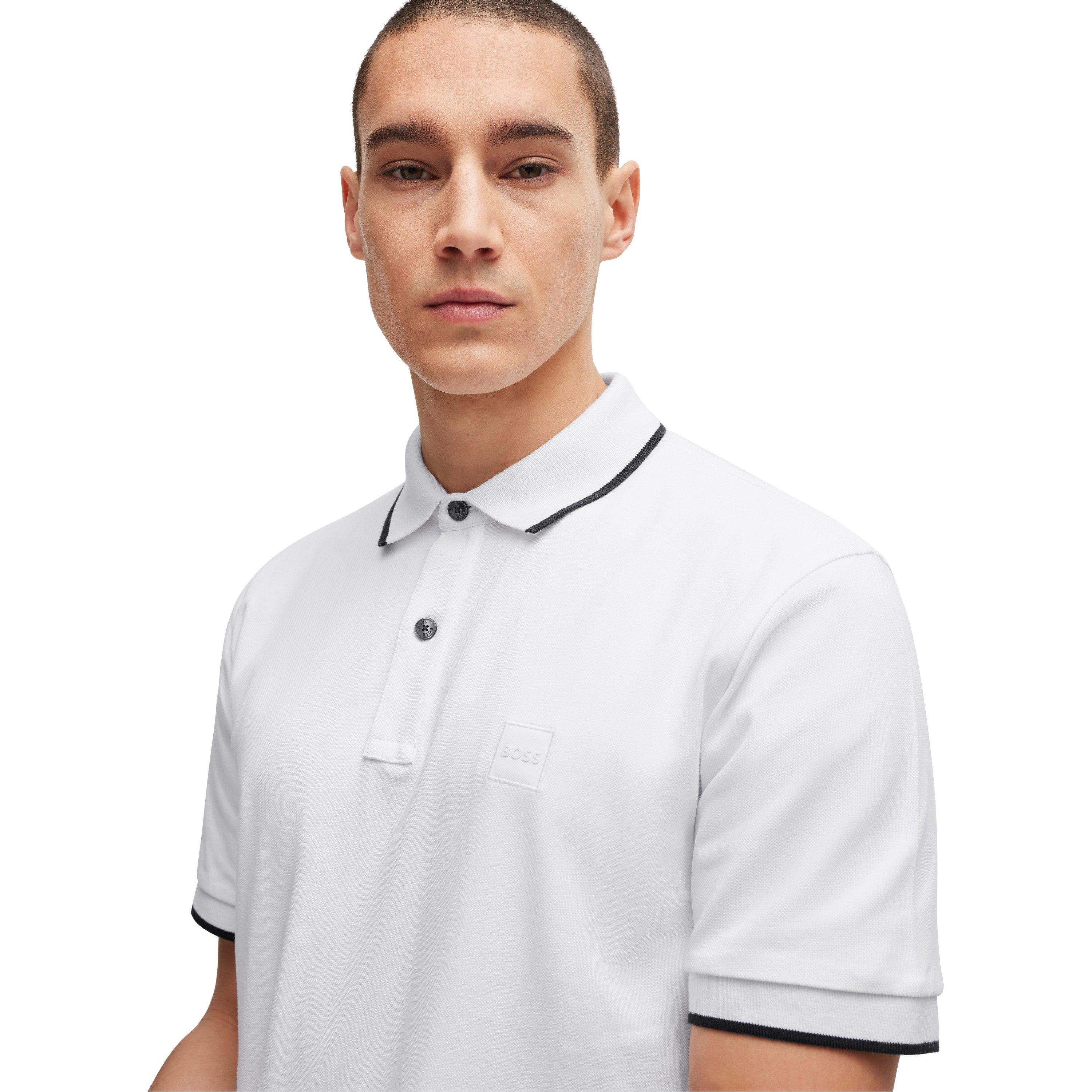 White 100 - Boss - Men's Pique Logo Polo Shirt - 5