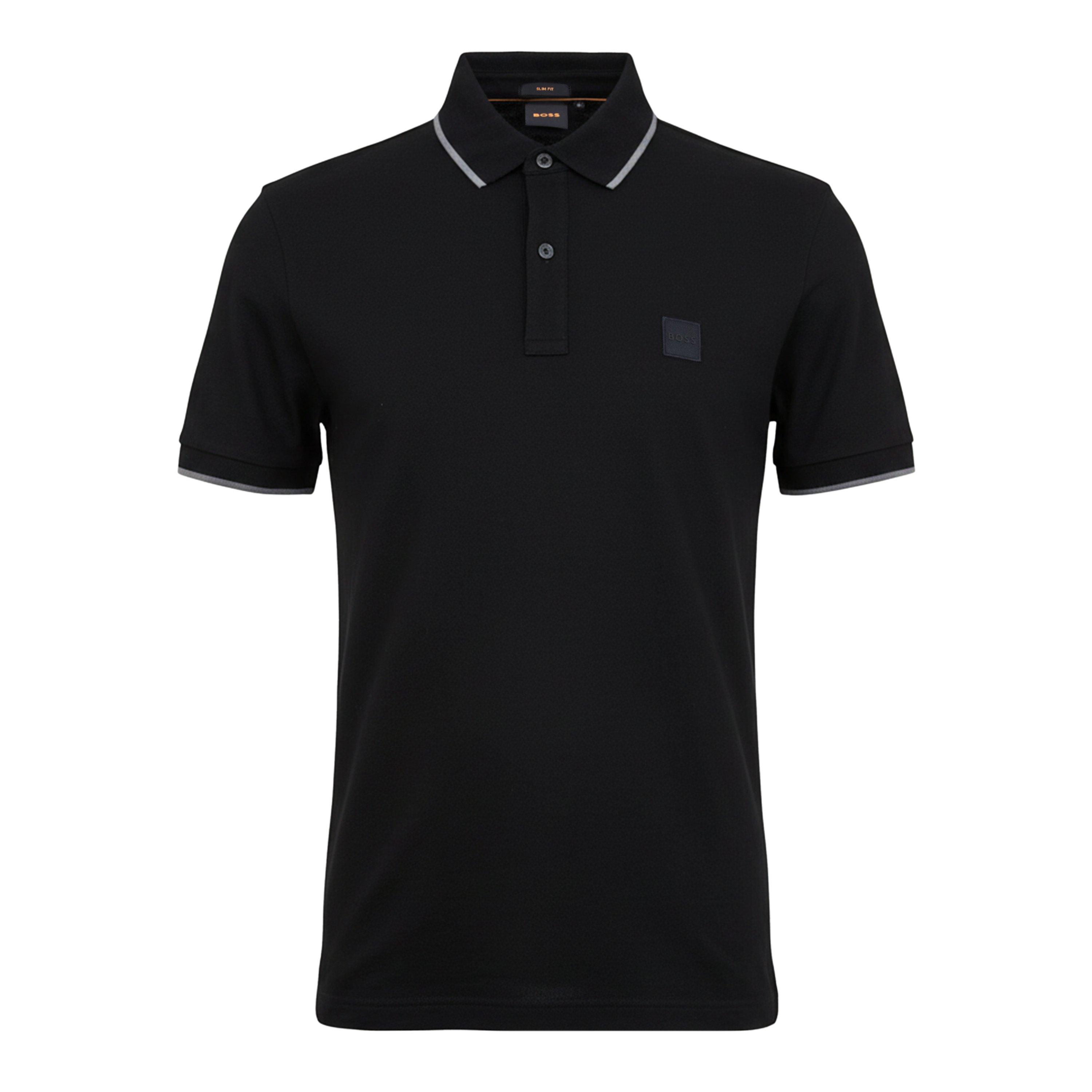 Noir - Boss - Mens BOSS ORANGE Pique Short Sleeve Polo Shirt with Logo Detail - 1