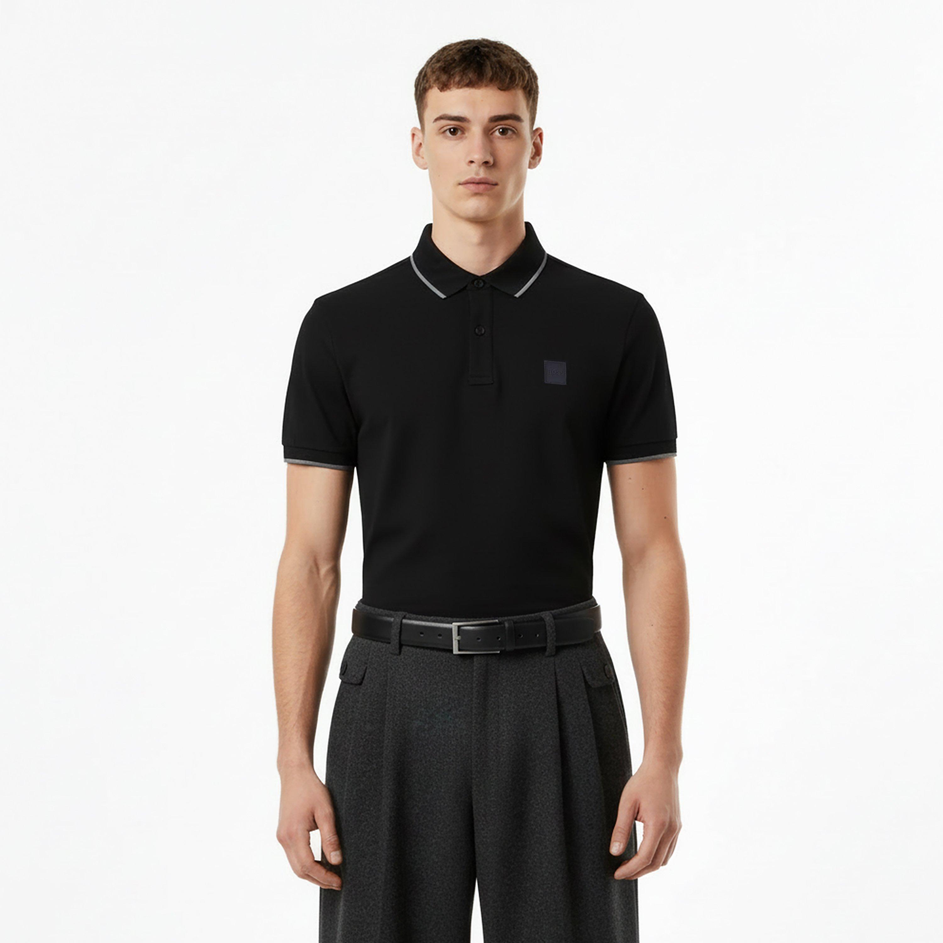 Nero - Boss - Mens BOSS ORANGE Pique Short Sleeve Polo Shirt with Logo Detail - 3