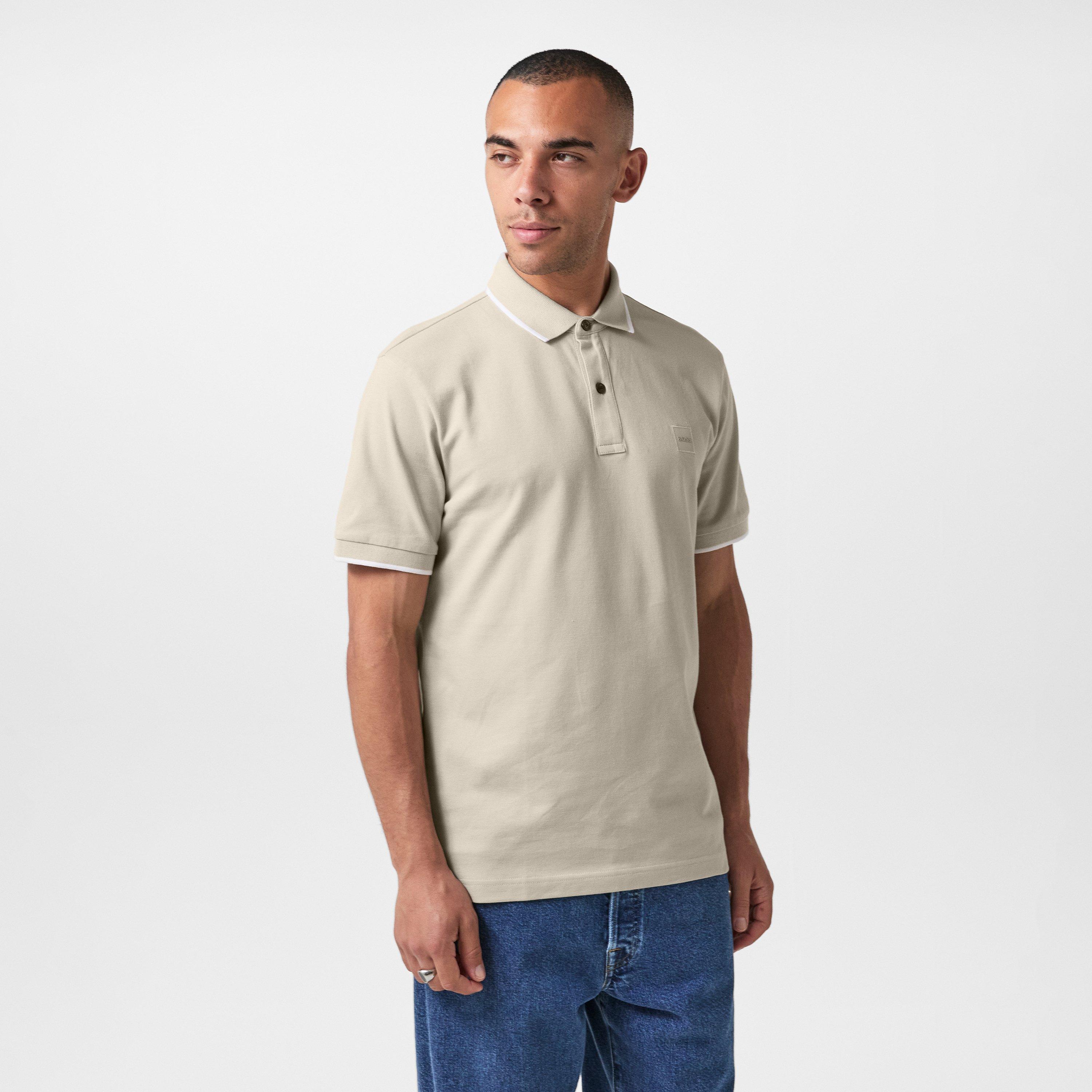 Lt Beige 271 - Boss - Mens BOSS ORANGE Pique Short Sleeve Polo Shirt with Logo Detail - 2