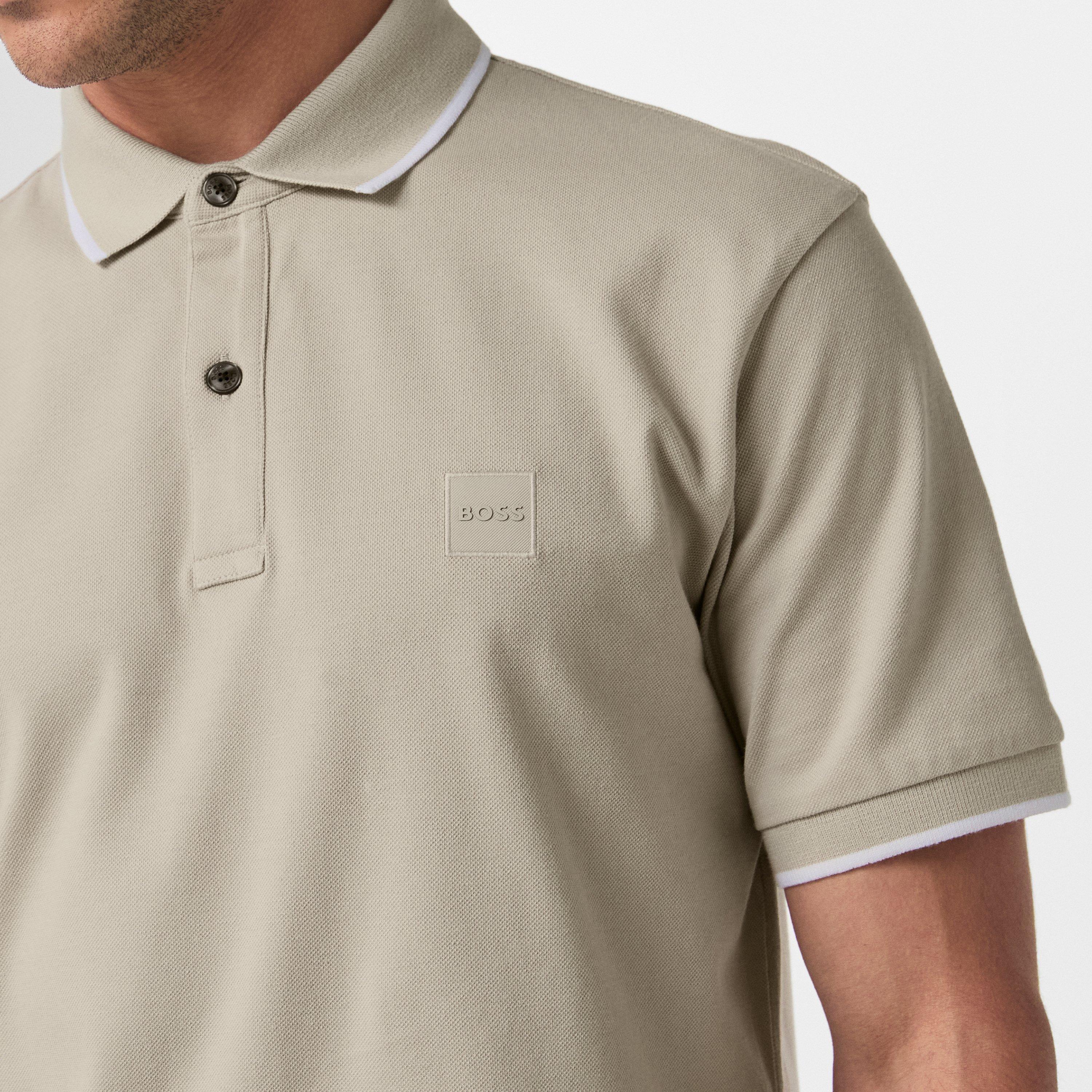 Lt Beige 271 - Boss - Mens BOSS ORANGE Pique Short Sleeve Polo Shirt with Logo Detail - 4