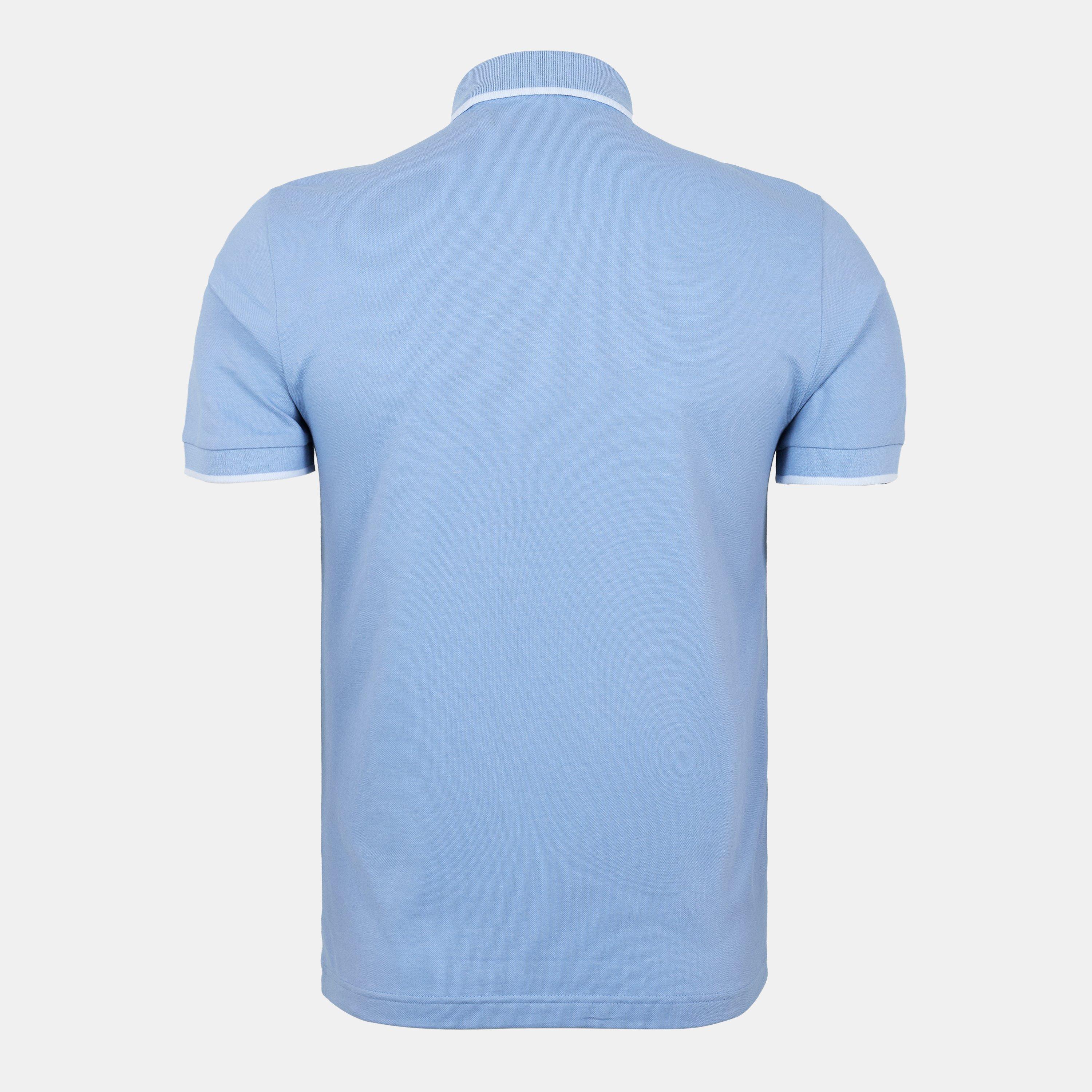 Open Blue - Boss - Mens BOSS ORANGE Pique Short Sleeve Polo Shirt with Logo Detail - 2