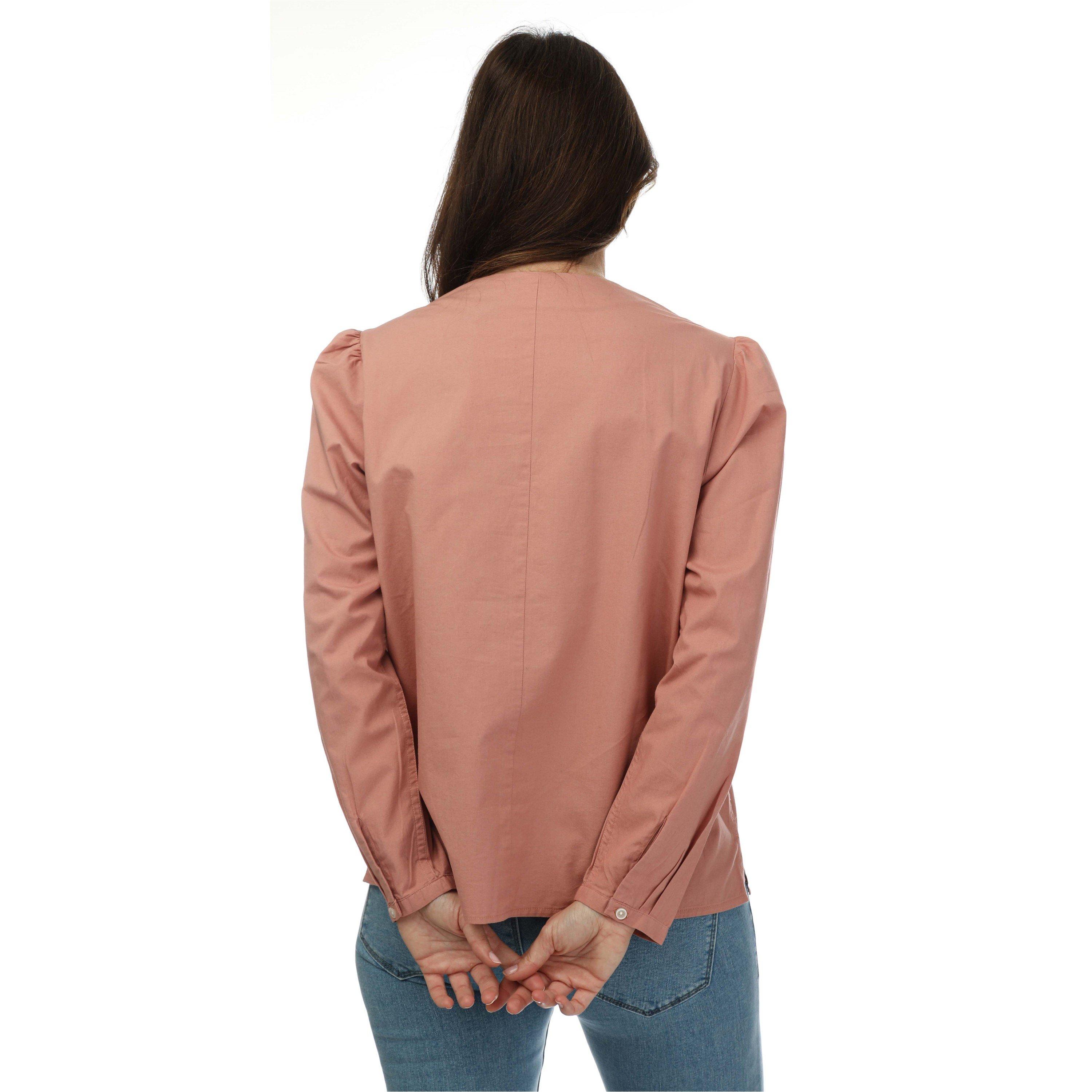 Pepeljasto ružičasta - DOCKERS - Women's V-Neck Woven Long-Sleeve Blouse - 2