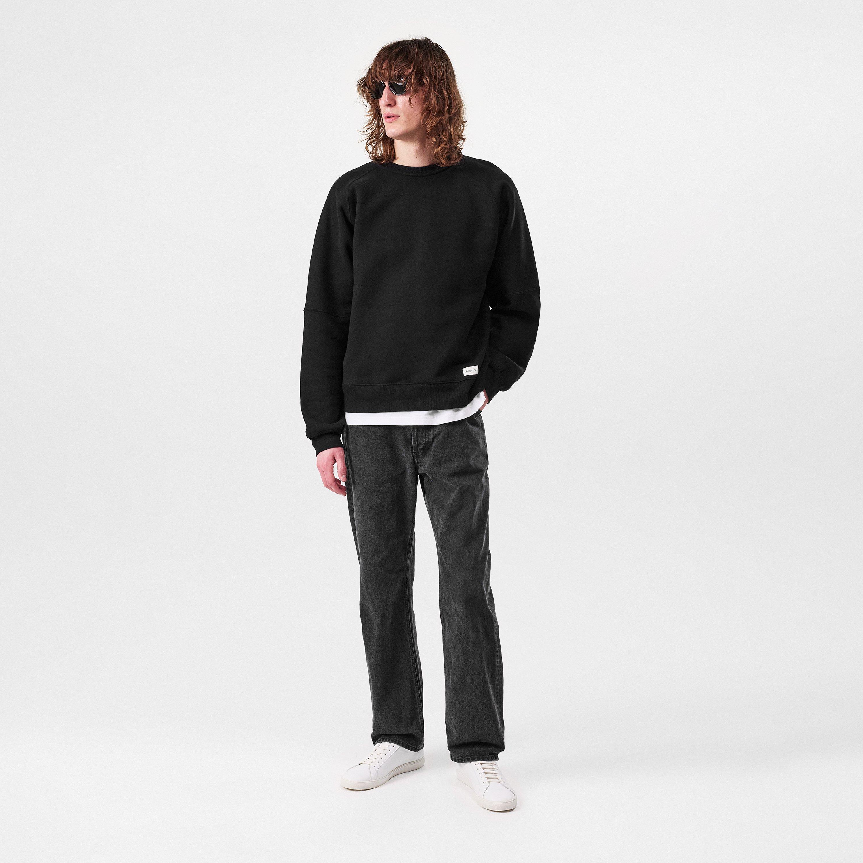 【関税&送料込】Saint Laurent Sweat Oversize Avec Saint Laurent Oversized Crewneck in Noir | FWRD