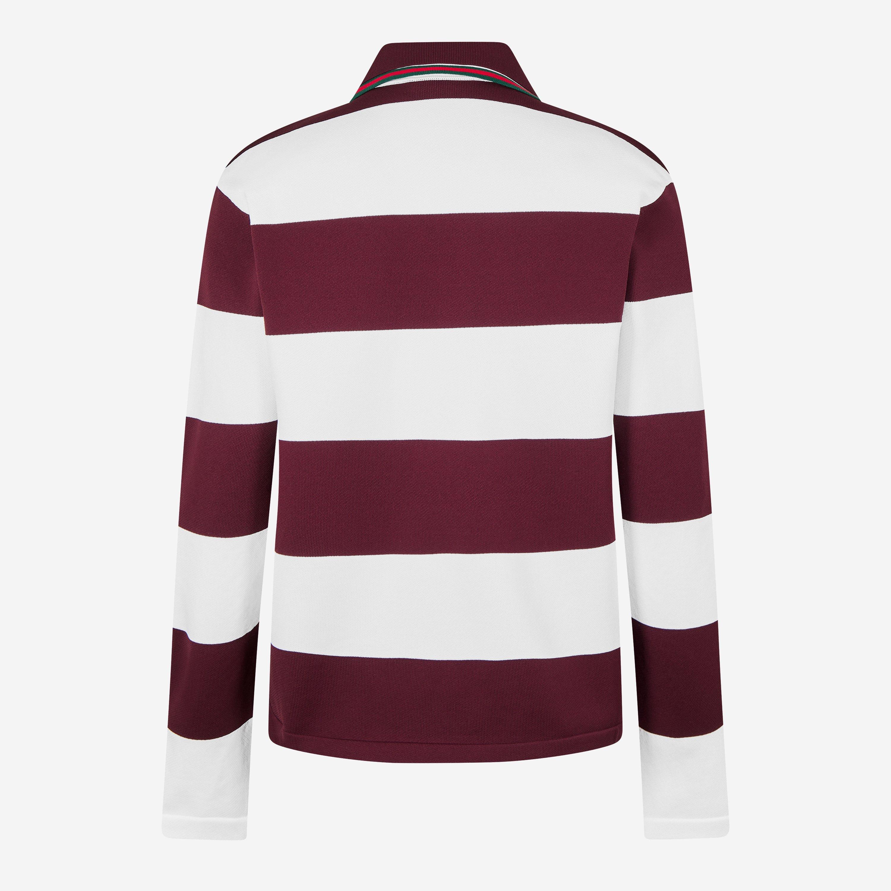 White/Bordeaux - Gucci - Embroidered Knit Polo Shirt - 2