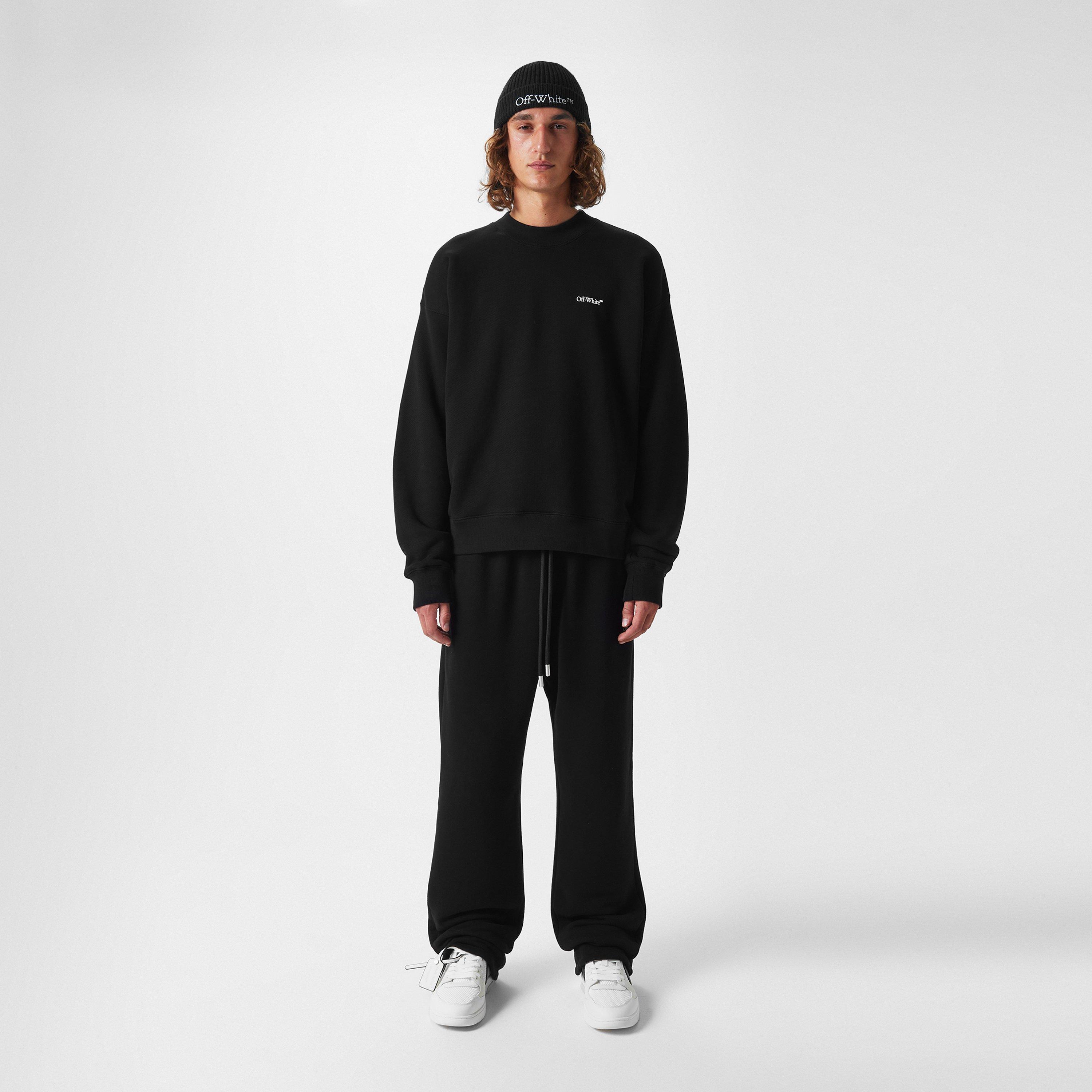 Black - Off White - Men's Arrow Cotton Long Sleeve Crew Sweatshirt - 6