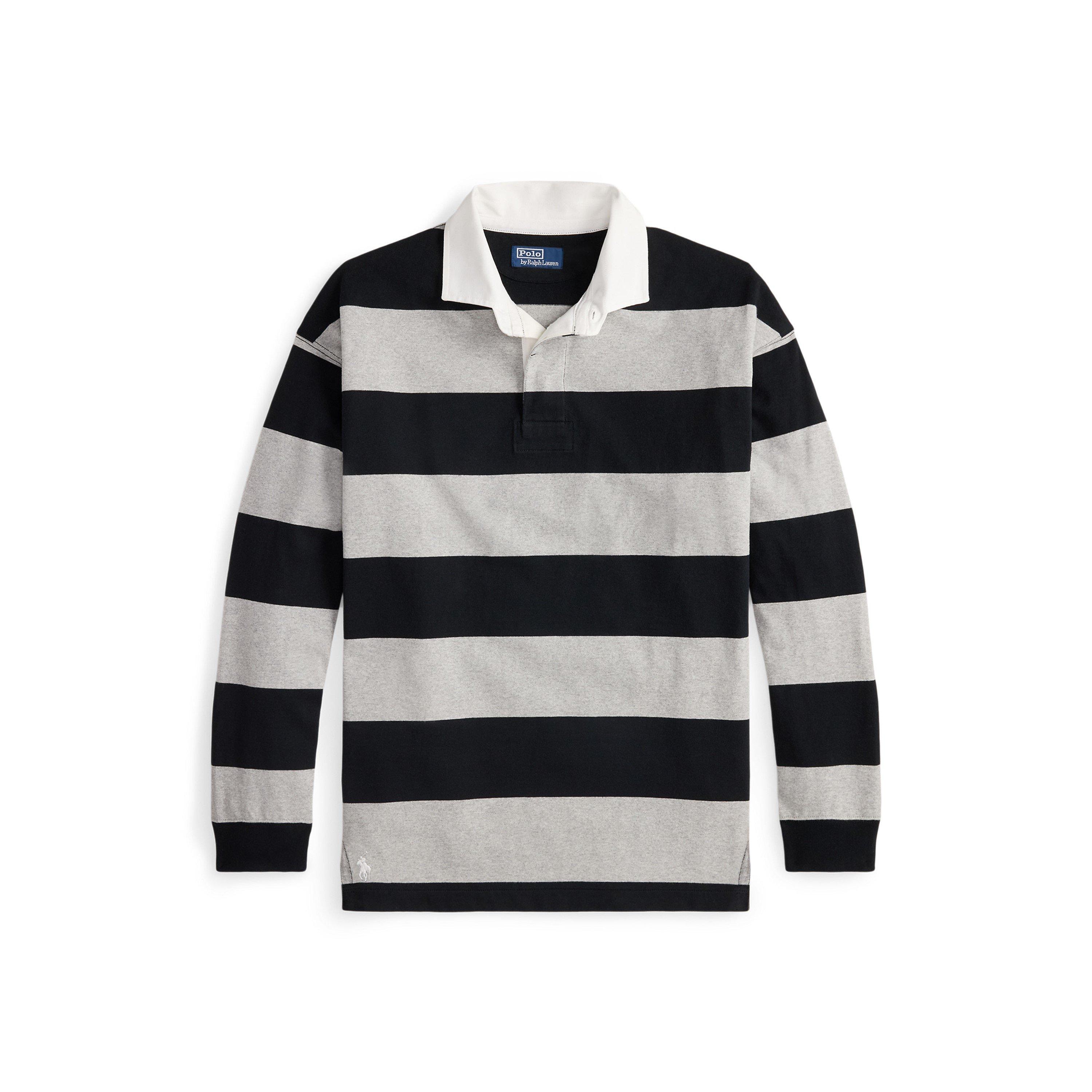 Polo Ralph Lauren Stripe Rugby Shirt - Grey/Black - Size 2XL