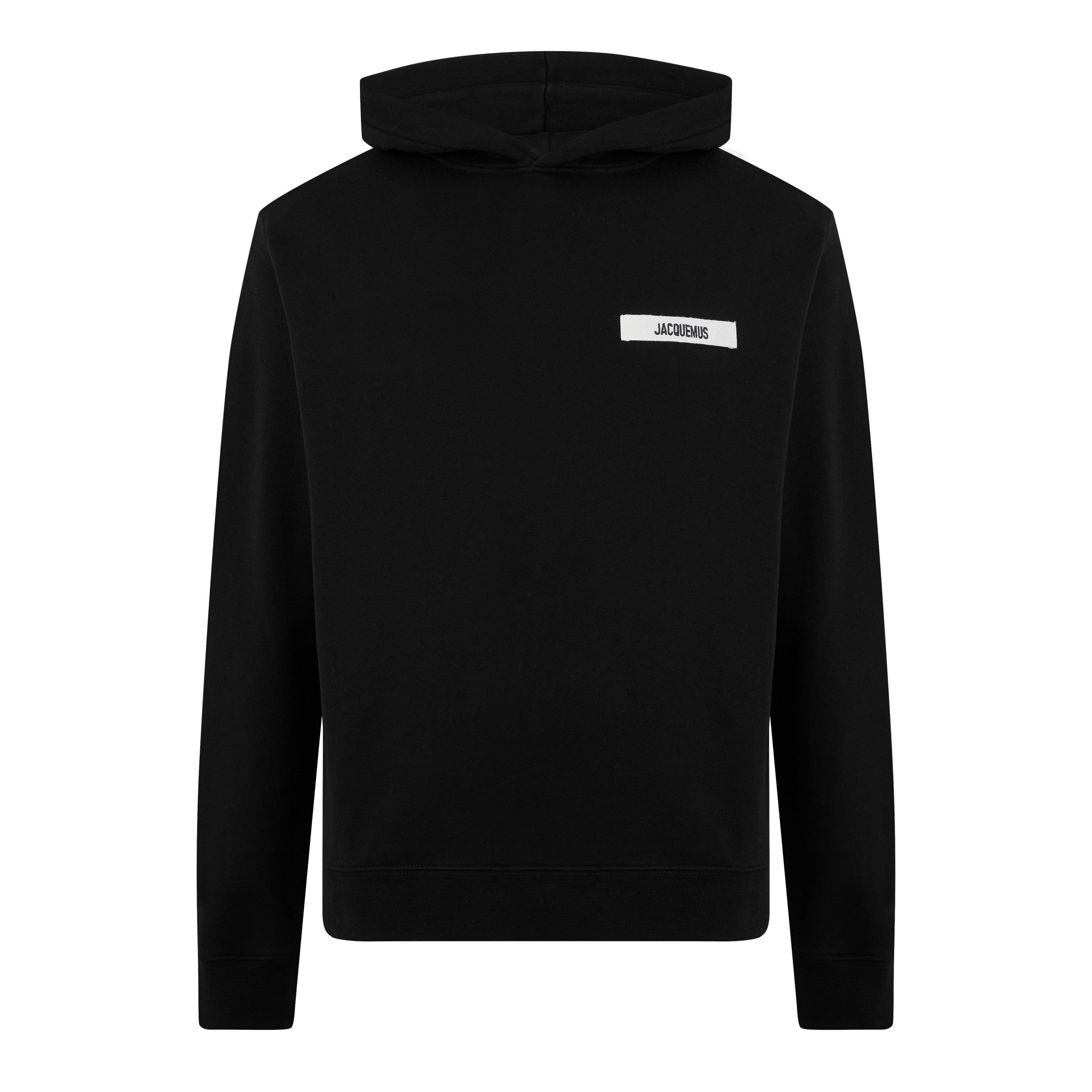 Black - Jacquemus - Men's Logo Cotton Gros Grain Hoodie - 7