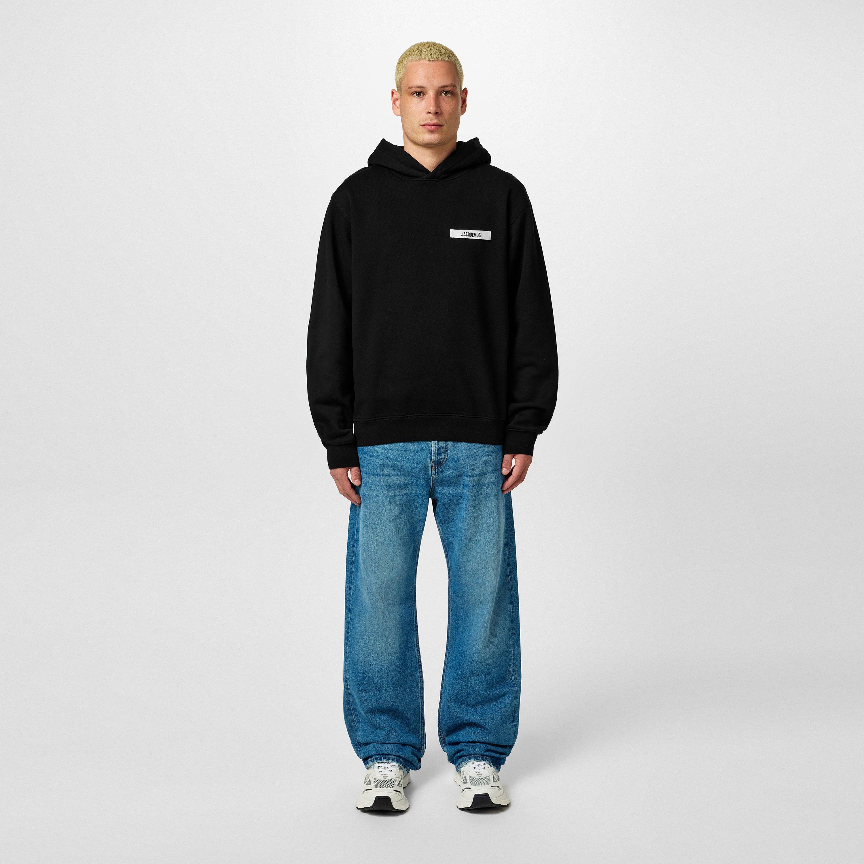 Black - Jacquemus - Men's Logo Cotton Gros Grain Hoodie - 6