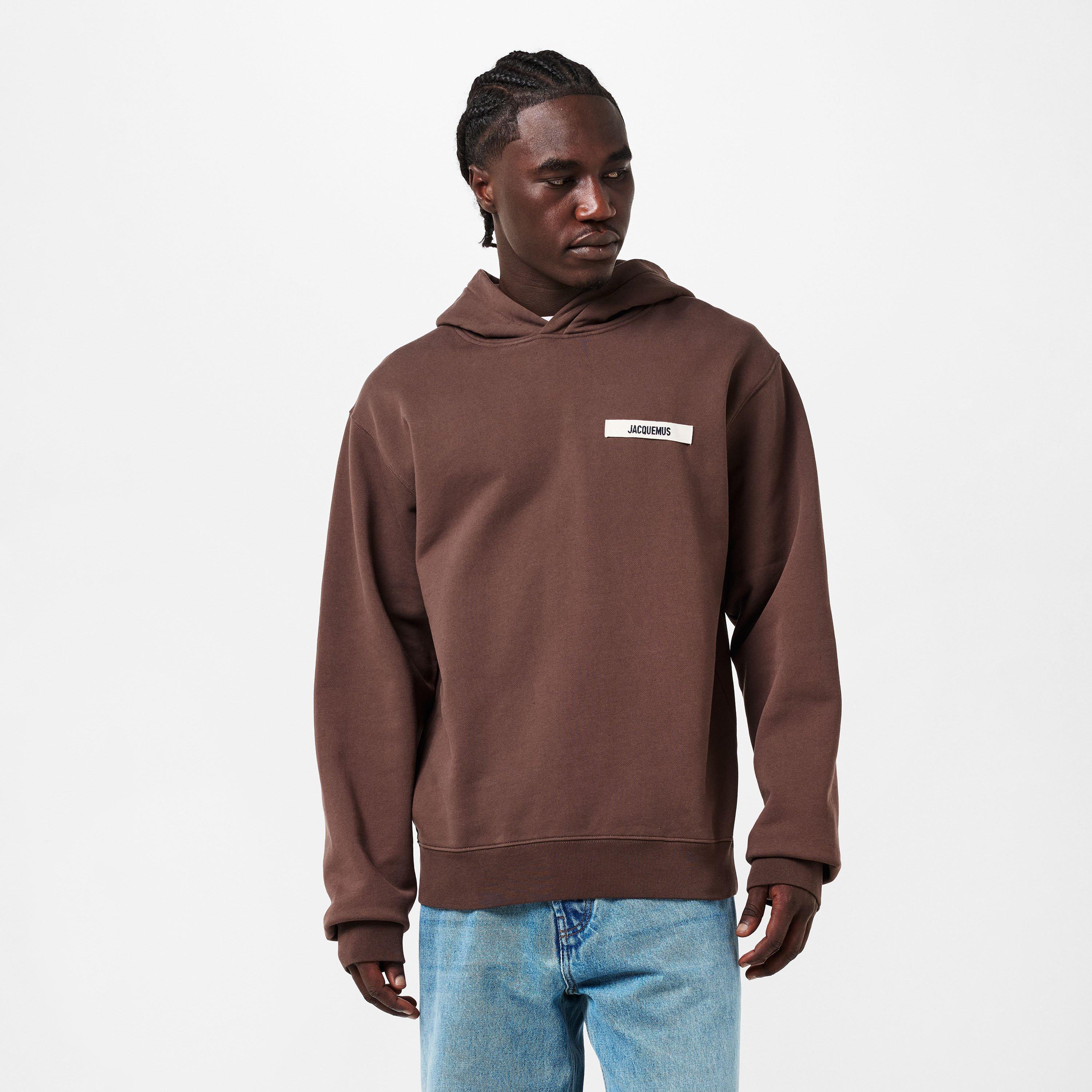 Brown - Jacquemus - Men's Logo Cotton Gros Grain Hoodie - 3
