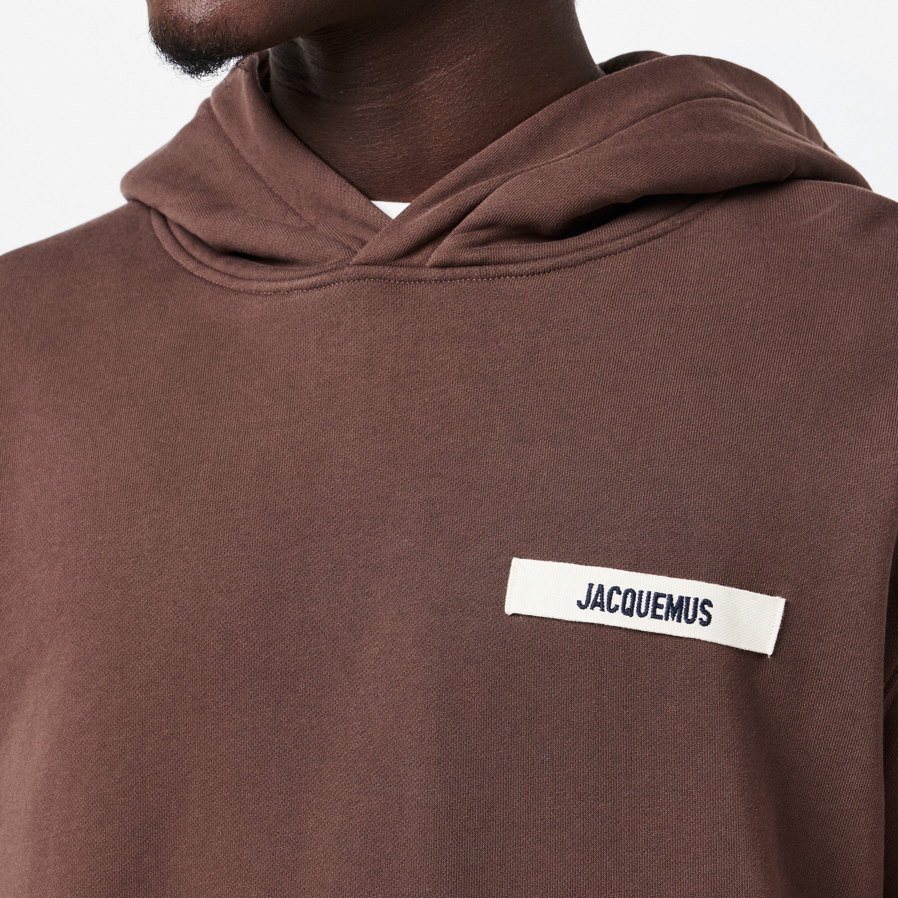 Brown - Jacquemus - Men's Logo Cotton Gros Grain Hoodie - 5