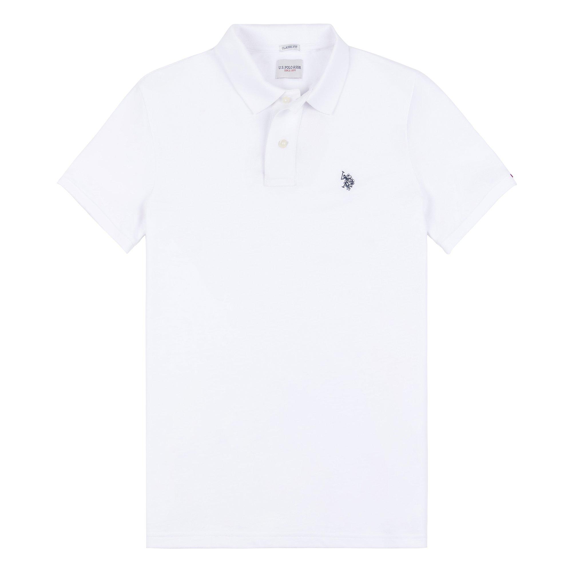 White/Navy - US Polo Assn - Pique Polo Top Mens - 1