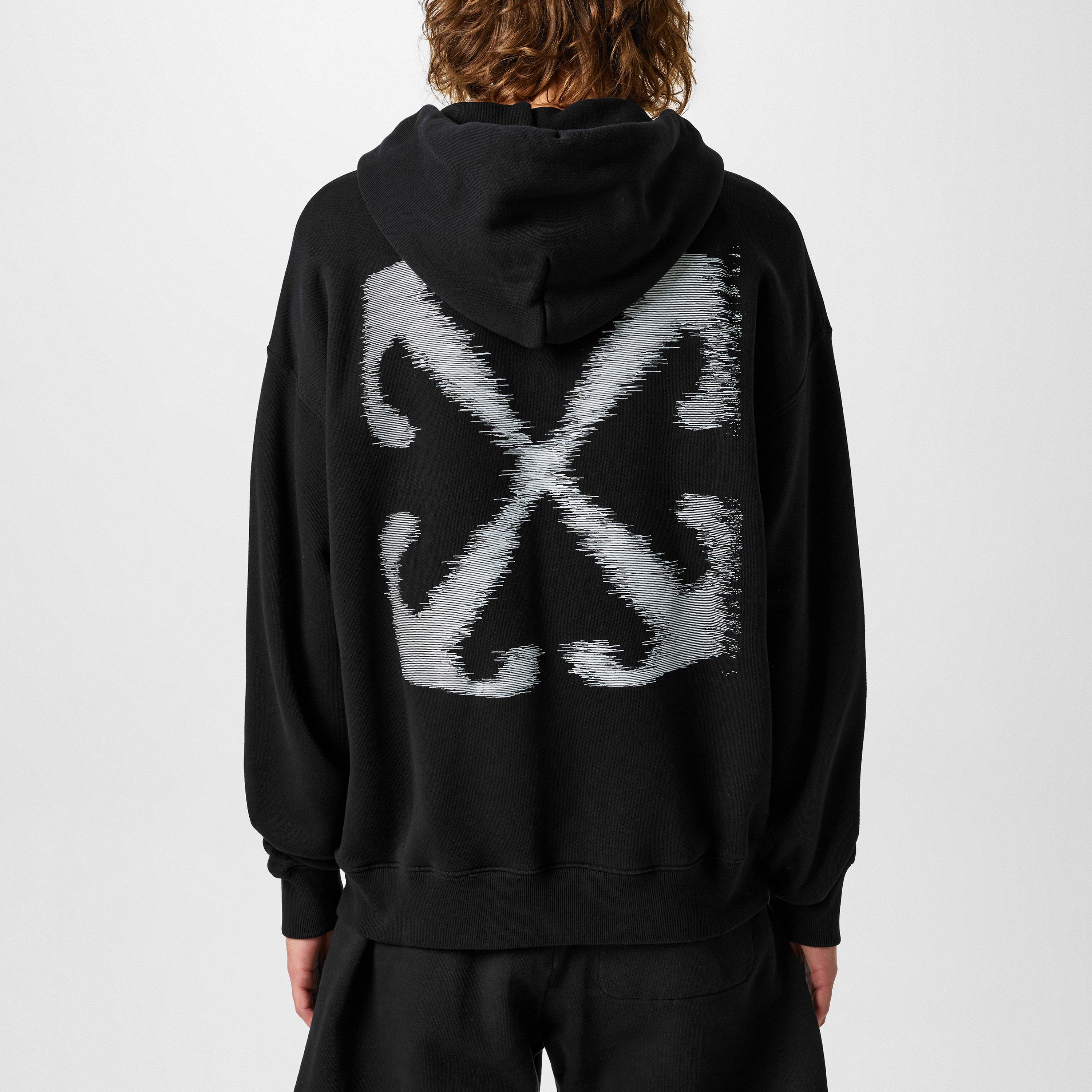 Black - Off White - Men's Wind Arrow Zip Hoodie - 4