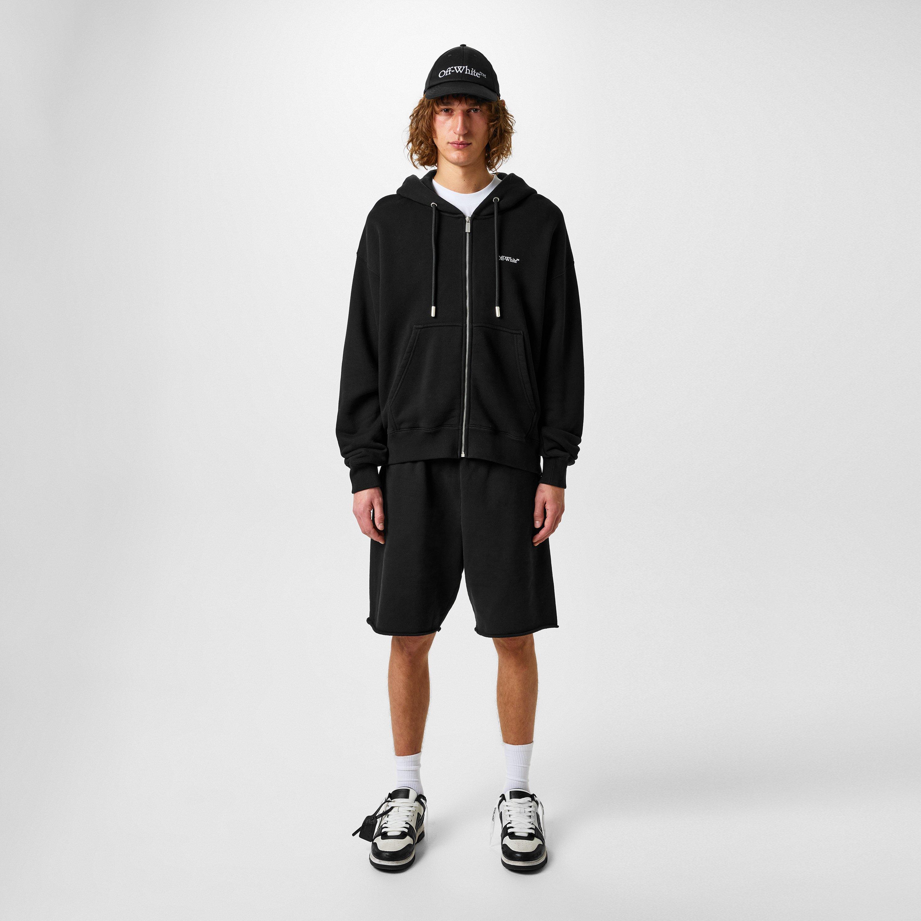 Black - Off White - Men's Wind Arrow Zip Hoodie - 5