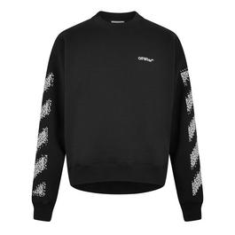 Off White Pixel Diagonal Crew Neck Sweater