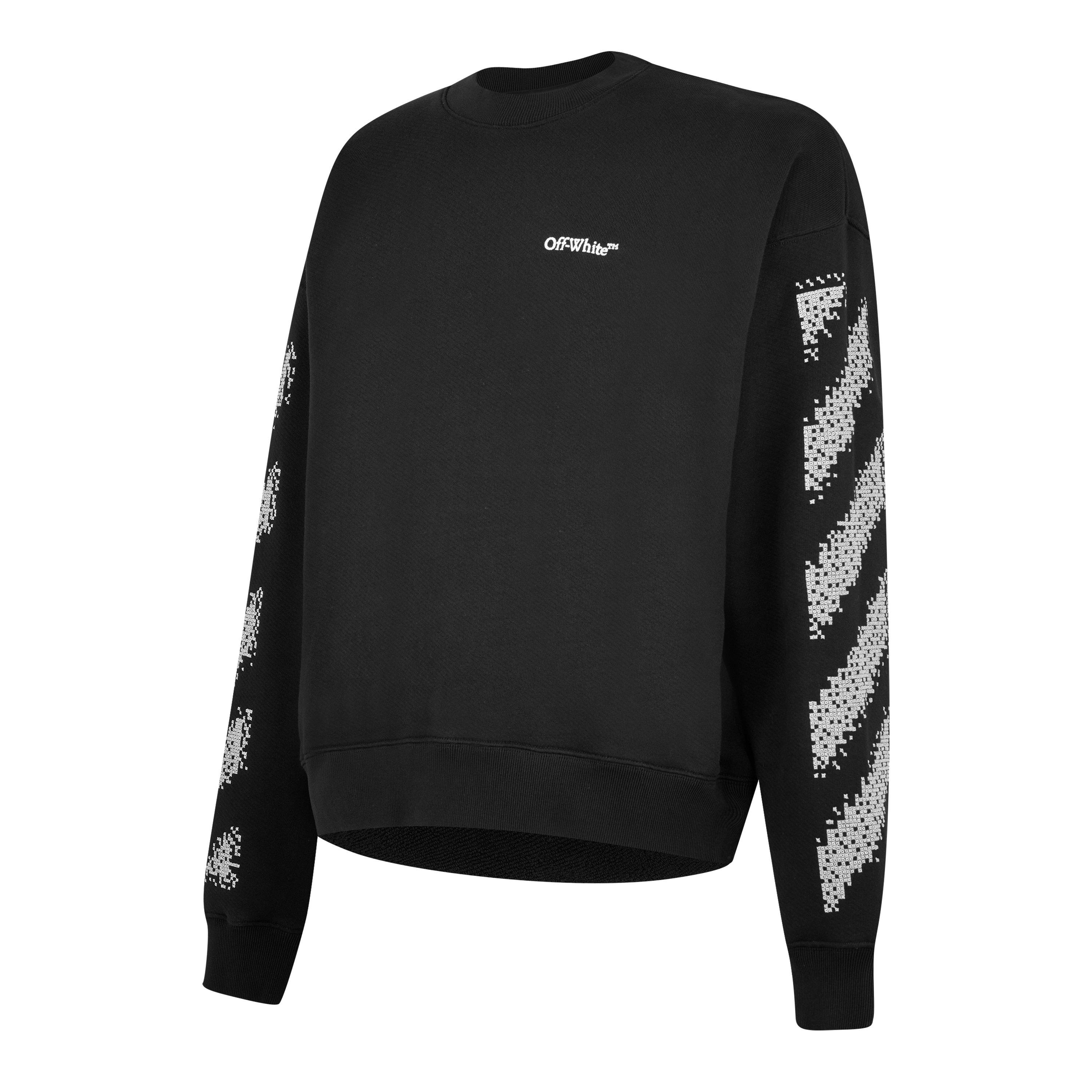 Black - Off White - Men's Pix Diag Sk Crew Sweater, Pixel Diagonal Design - 9