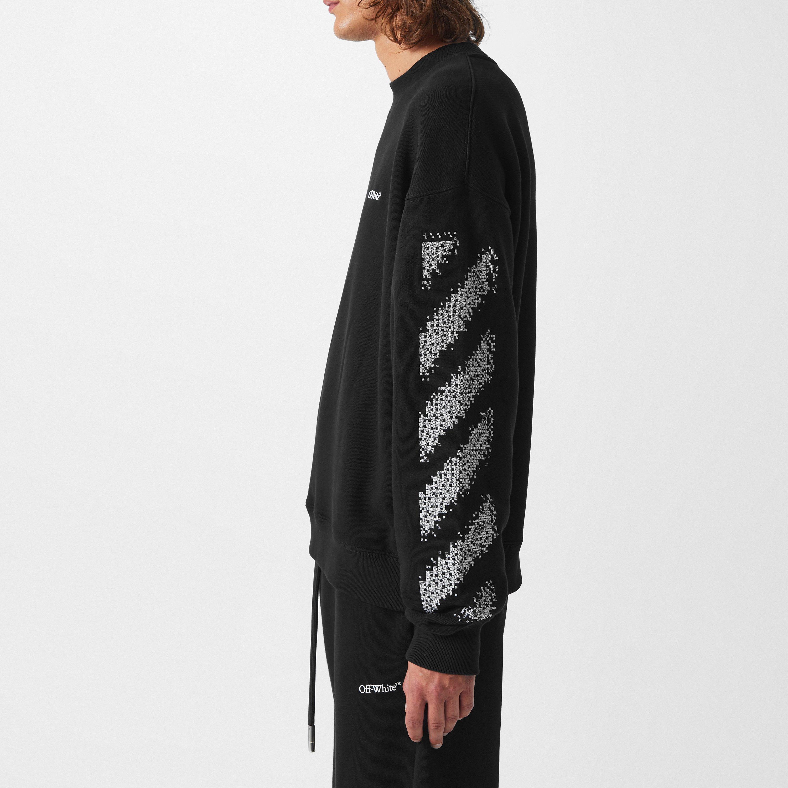 Black - Off White - Men's Pix Diag Sk Crew Sweater, Pixel Diagonal Design - 5