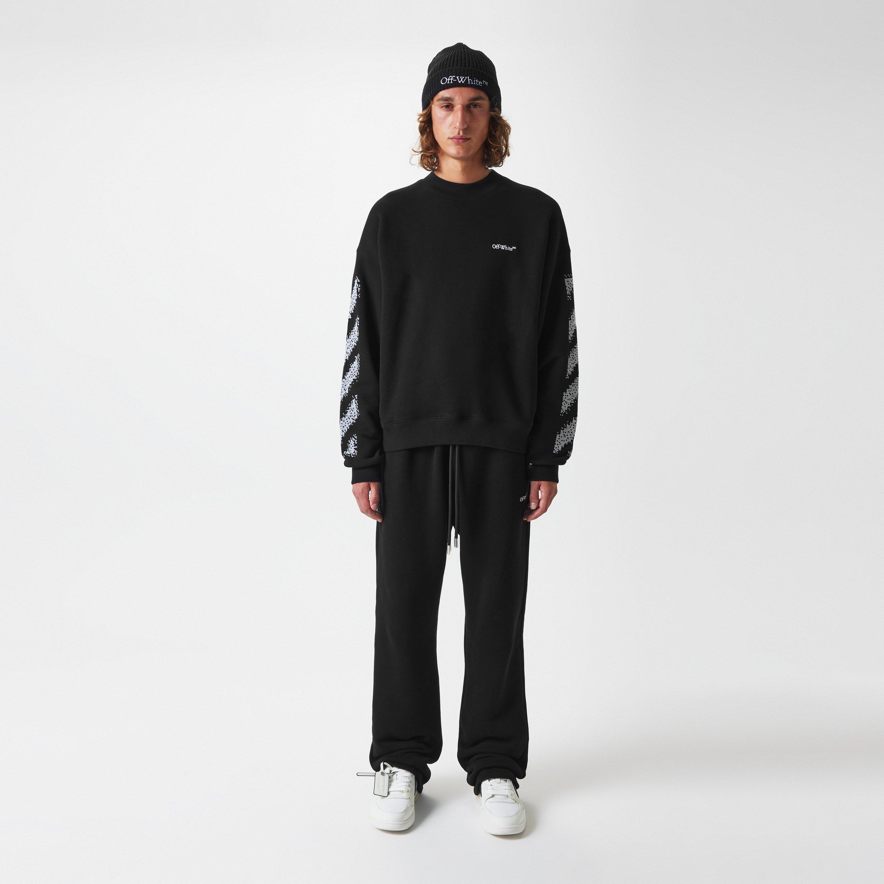 Black - Off White - Men's Pix Diag Sk Crew Sweater, Pixel Diagonal Design - 6