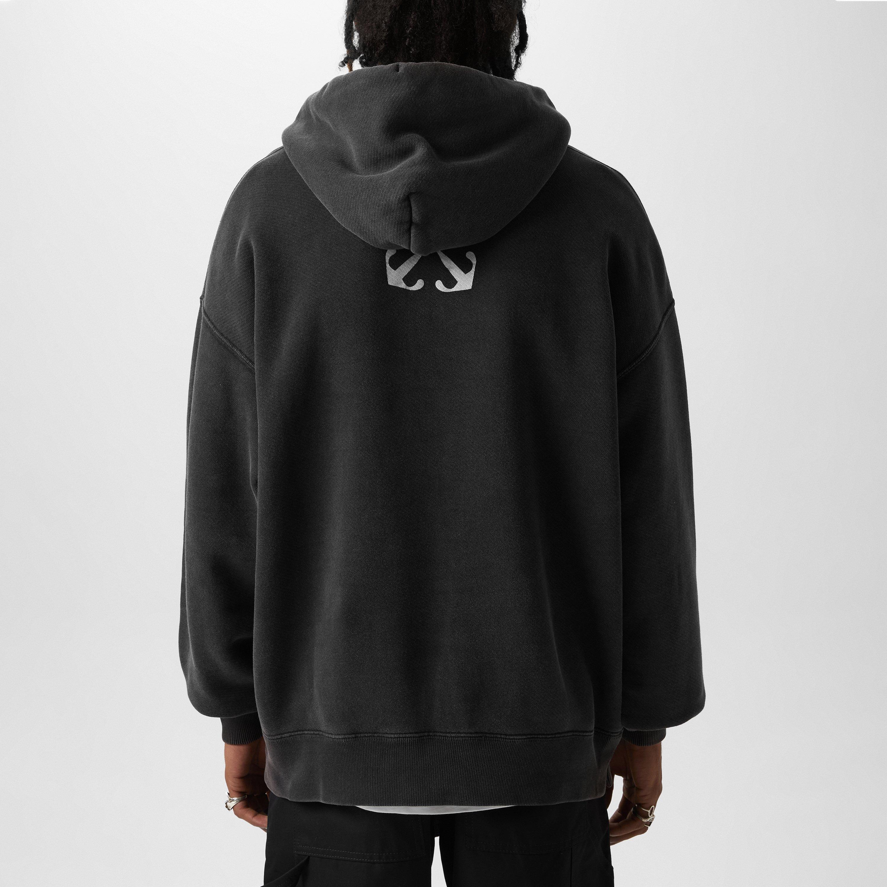 Black - Off White - Men's Blurred Mary Skater Hoodie - 4
