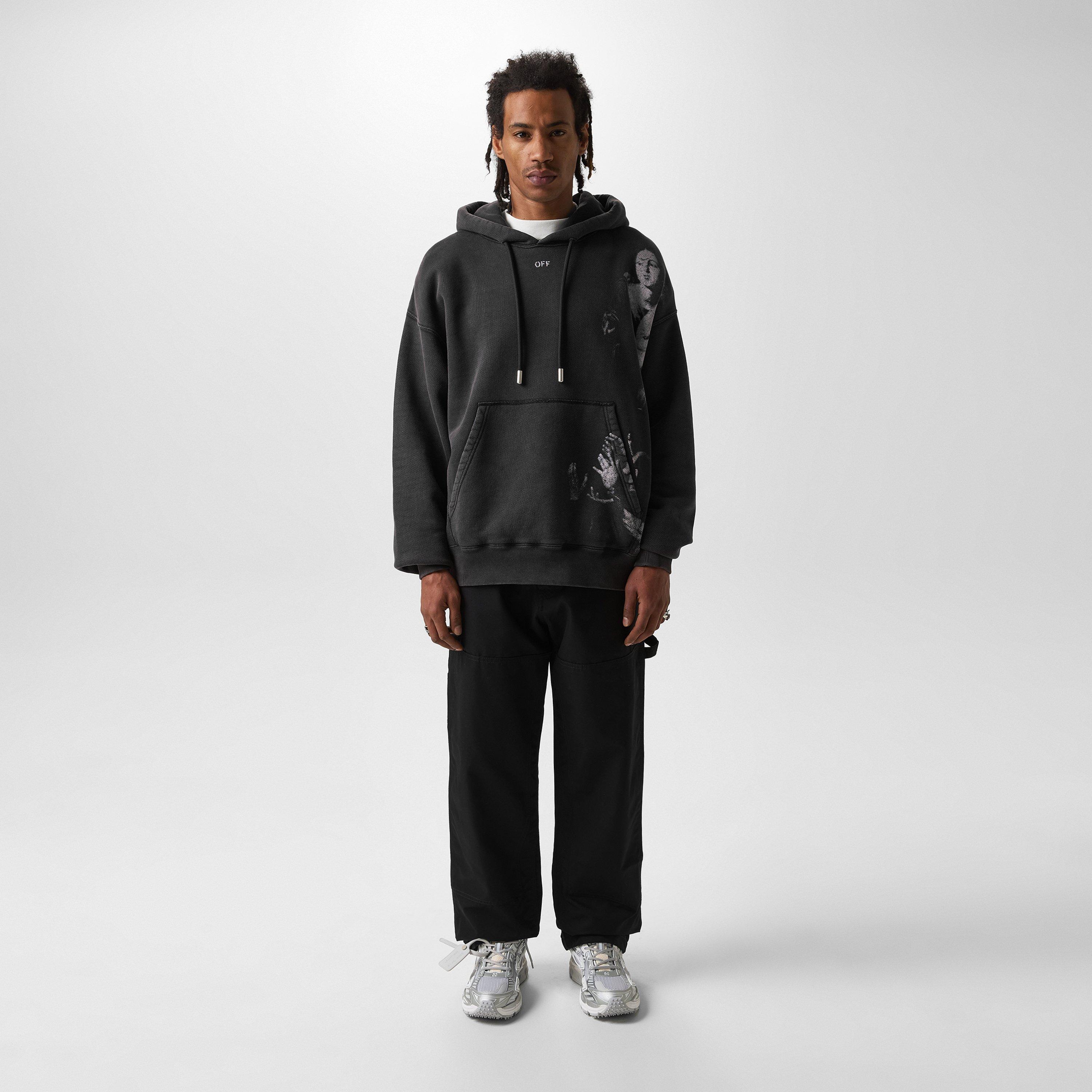 Black - Off White - Men's Blurred Mary Skater Hoodie - 6