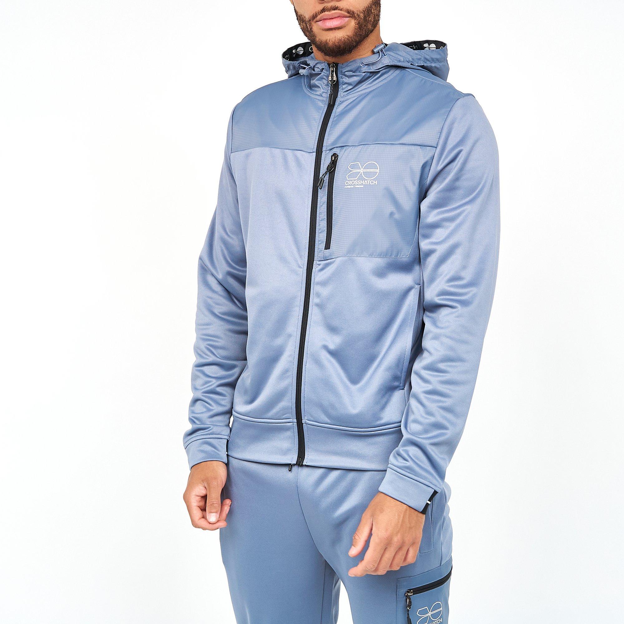 Steel Blue - Crosshatch - Zip Thru Tracktop - 1