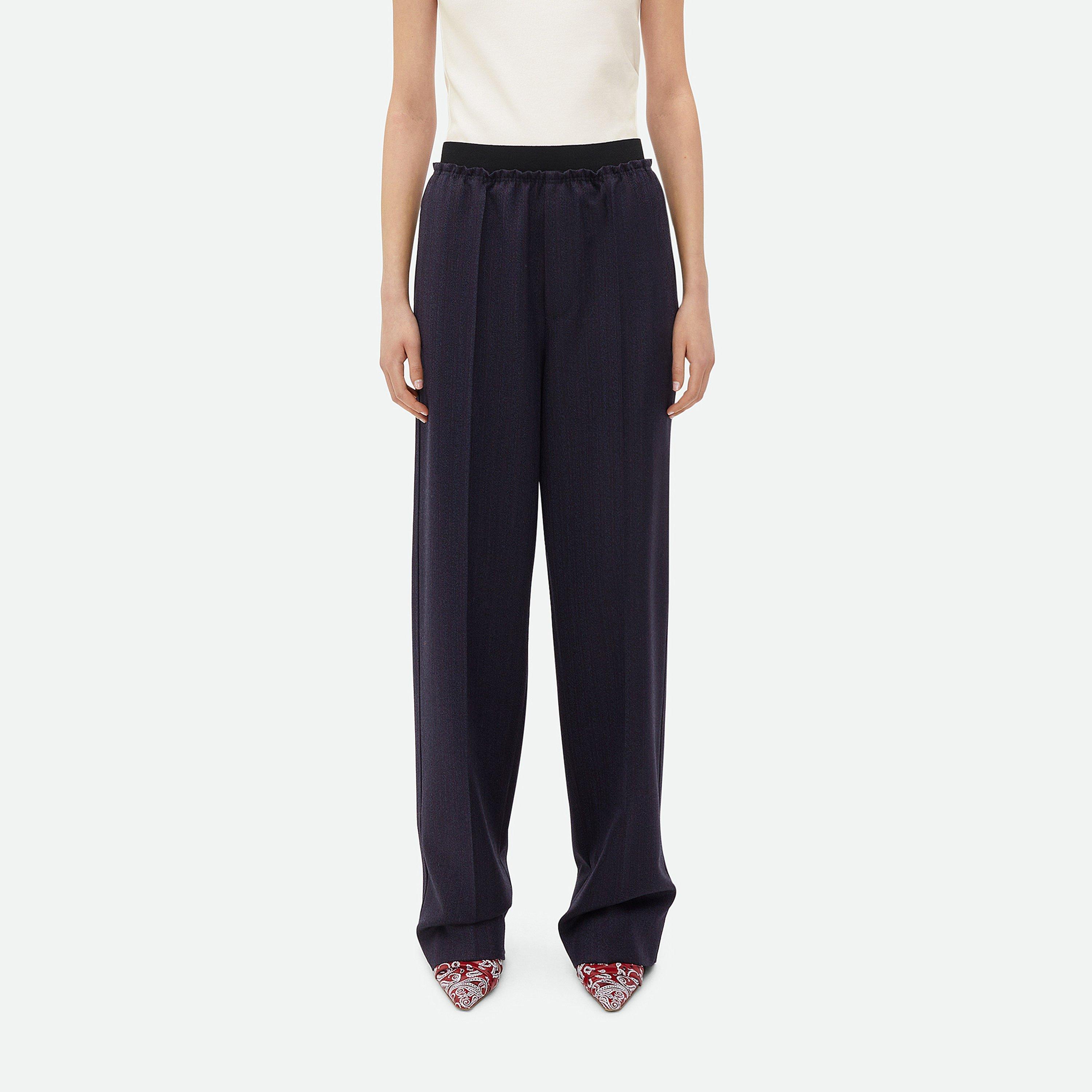 Black Blue - Bottega Veneta - Striped Wool Trousers - 1