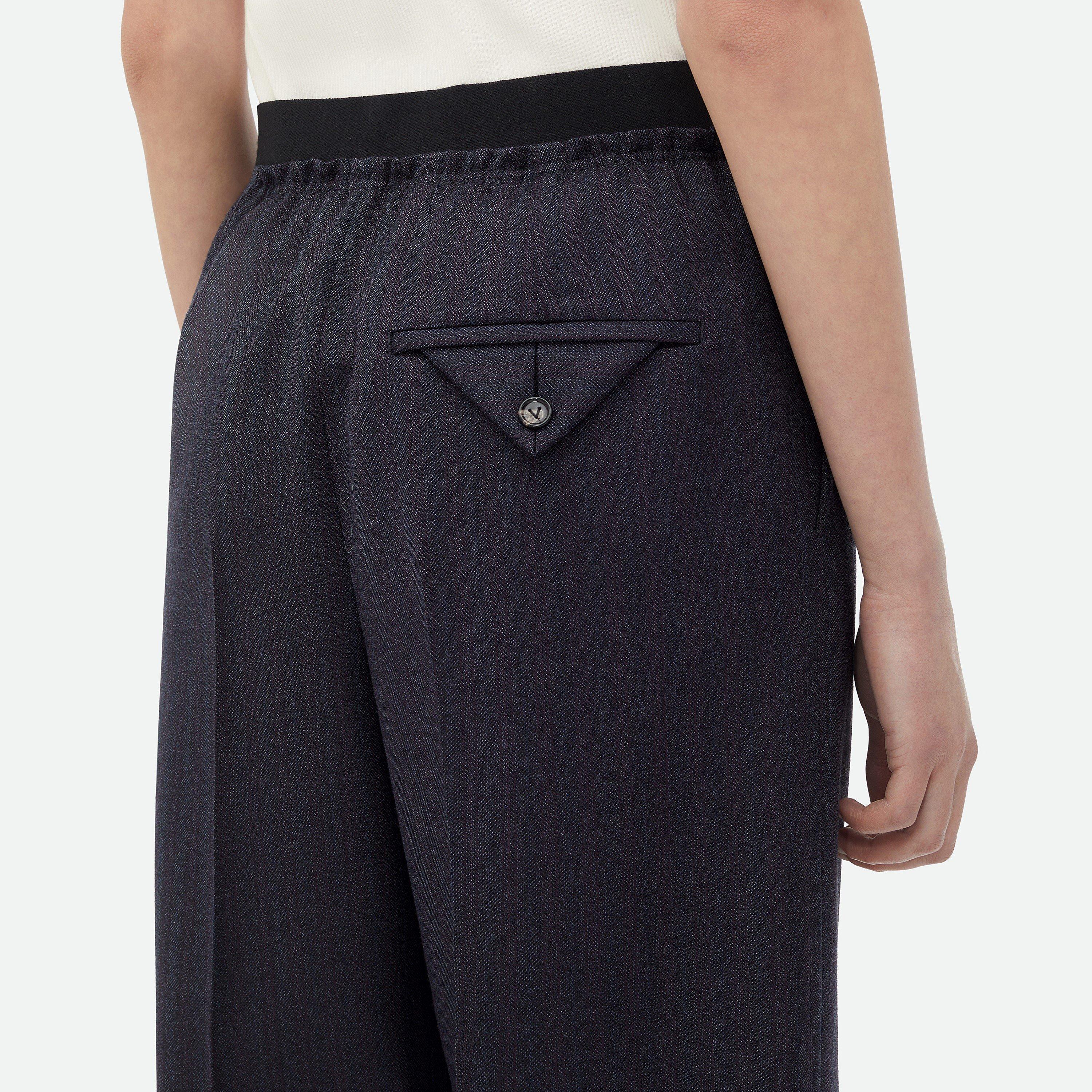 Black Blue - Bottega Veneta - Striped Wool Trousers - 5