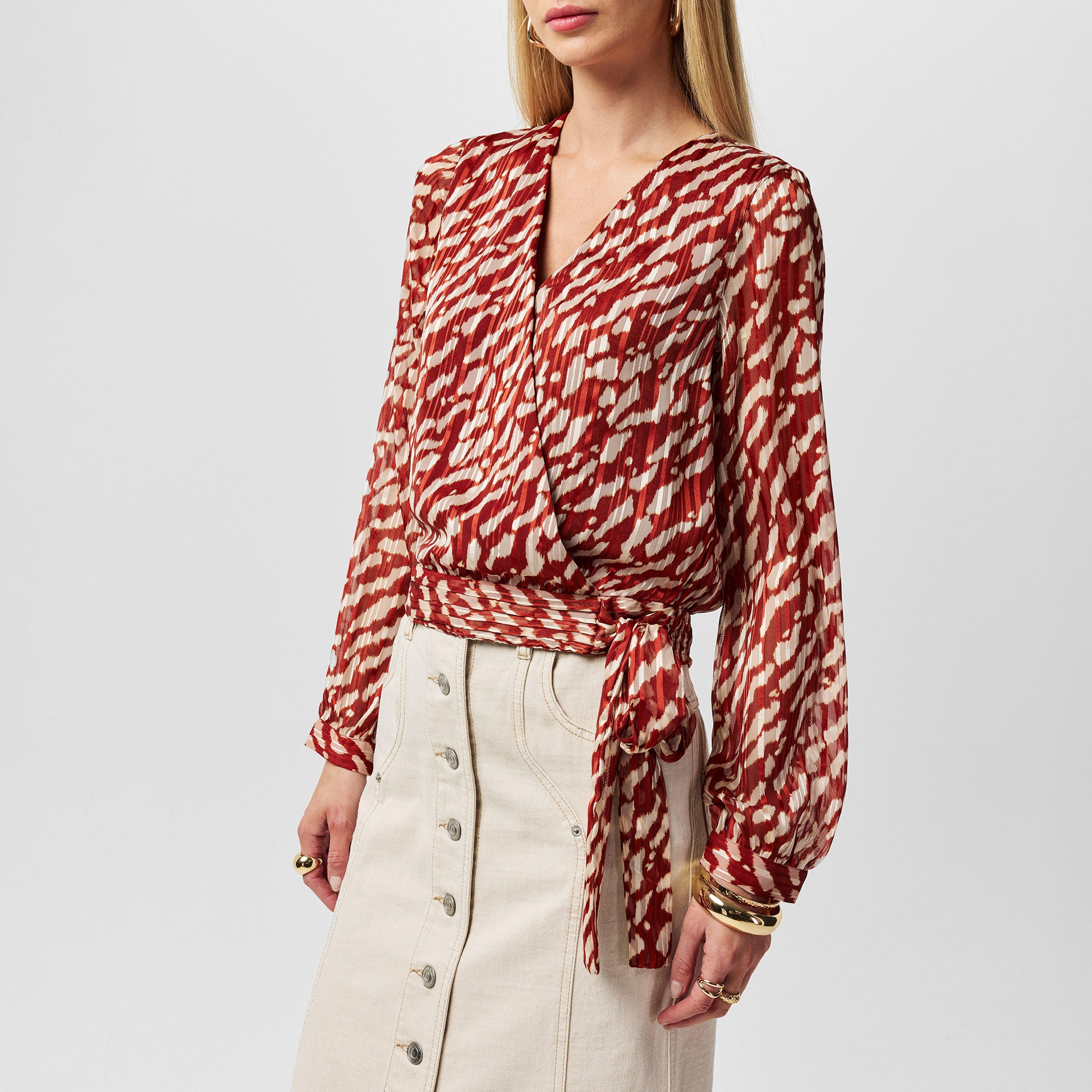 Vero Moda Women's Rie Wrap Long-Sleeve Blouse - Fired Brick - 6 (XS)